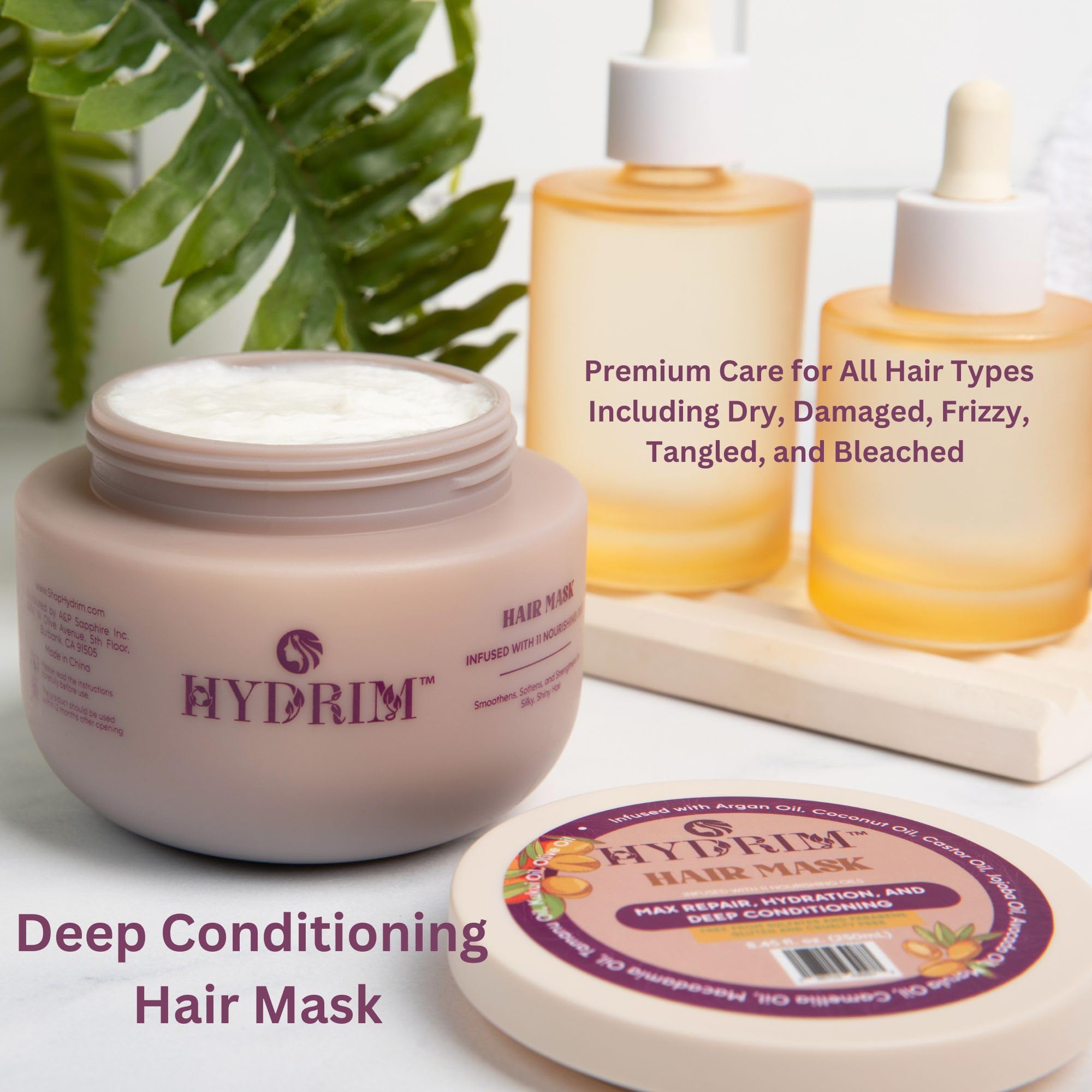 Hydrim Botanical Hydrating Hair Mask – Deep Conditioner with Argan & 10 Oils (8.45 oz)