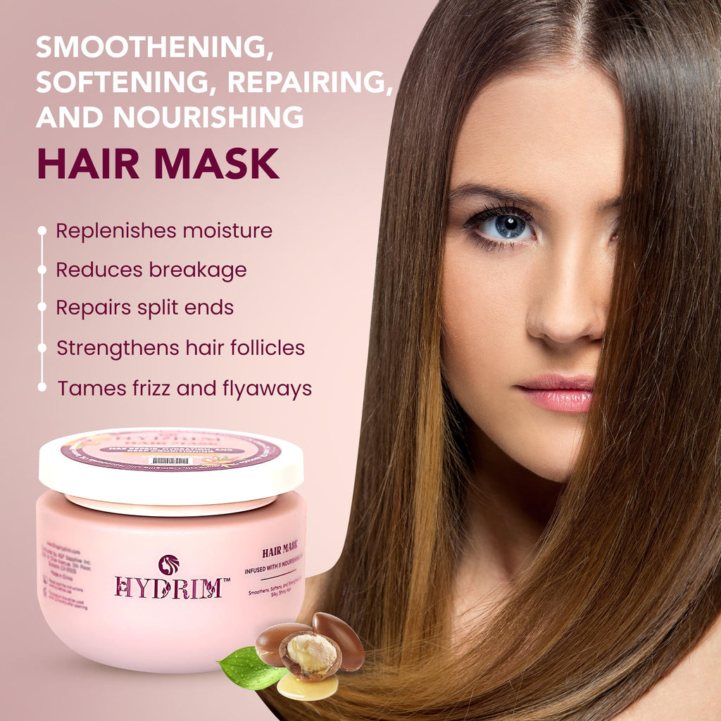 Hydrim Botanical Hydrating Hair Mask – Deep Conditioner with Argan & 10 Oils (8.45 oz)