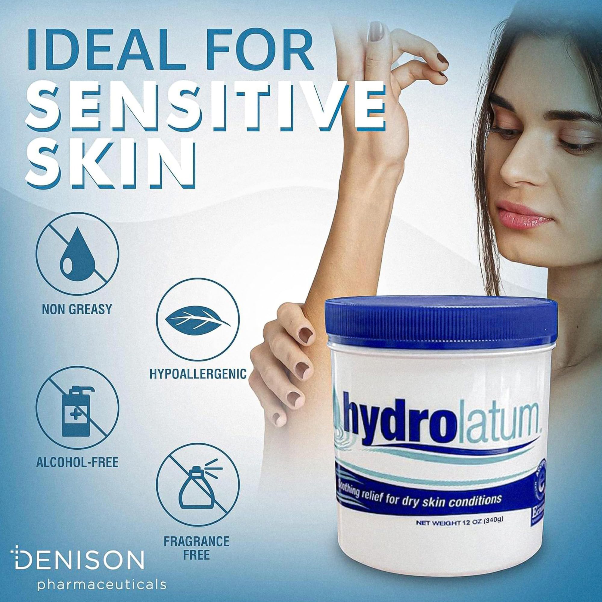 Hydrolatum Moisturizing Cream 12oz – Fragrance-Free Lightweight Non-Greasy Face & Body Moisturizer