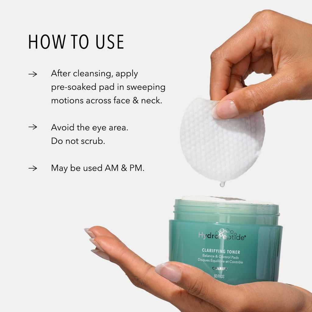 HydroPeptide Clarifying Toner Pads with Peptides for Balance & Control — 60 Pads