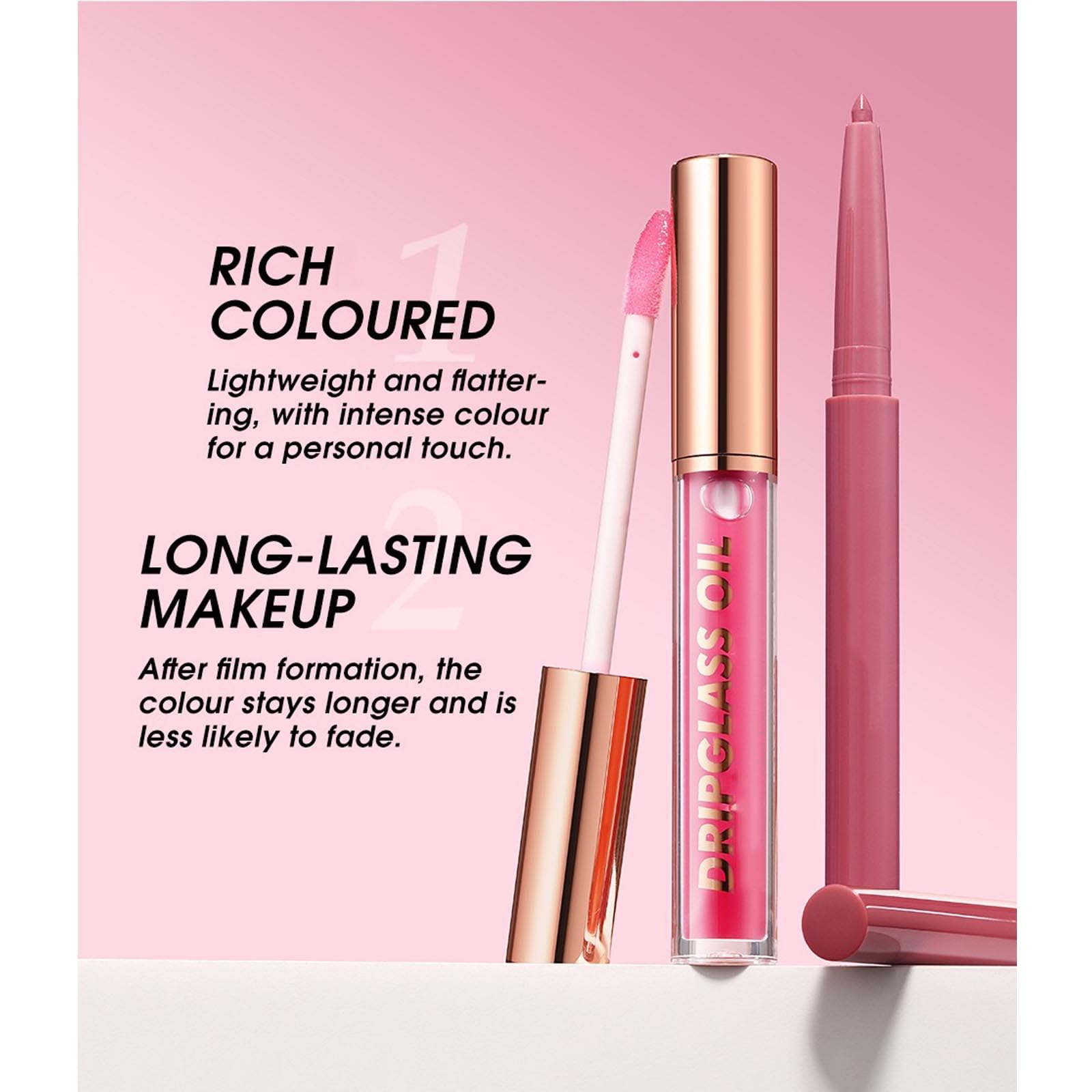Hyesamyo Dark Red Lip Gloss Lip Liner Set – 12 Shades, Lip Oil, Waterproof