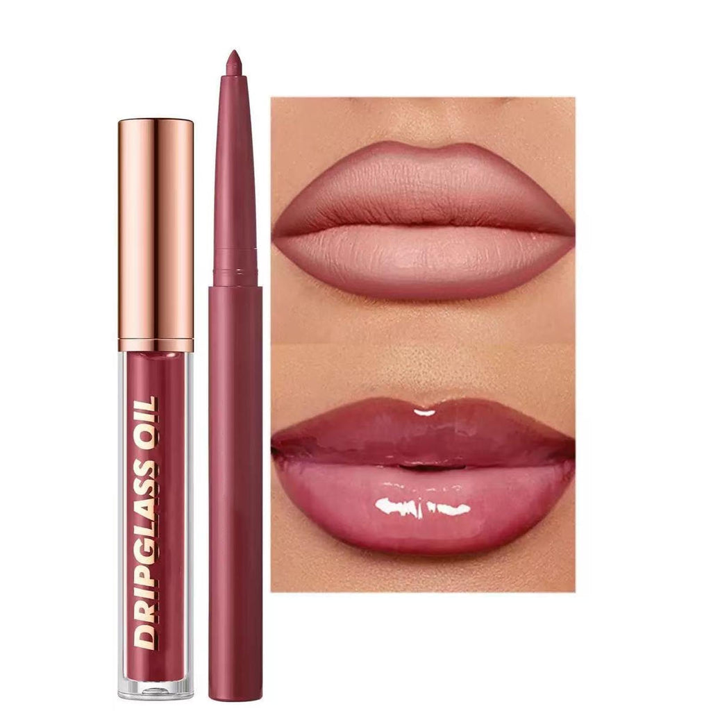 Hyesamyo Dark Red Lip Gloss Lip Liner Set – 12 Shades, Lip Oil, Waterproof