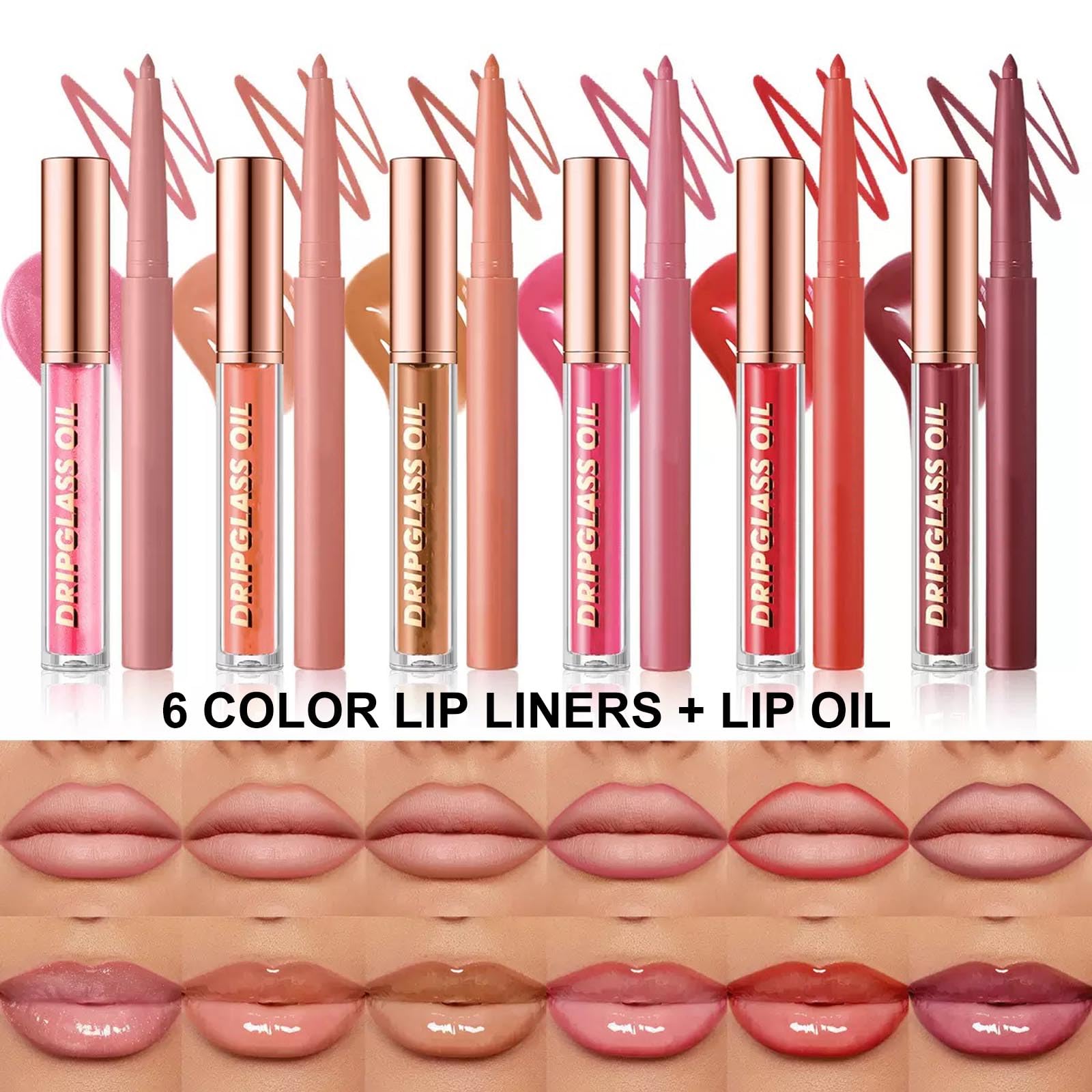 Hyesamyo Dark Red Lip Gloss Lip Liner Set – 12 Shades, Lip Oil, Waterproof
