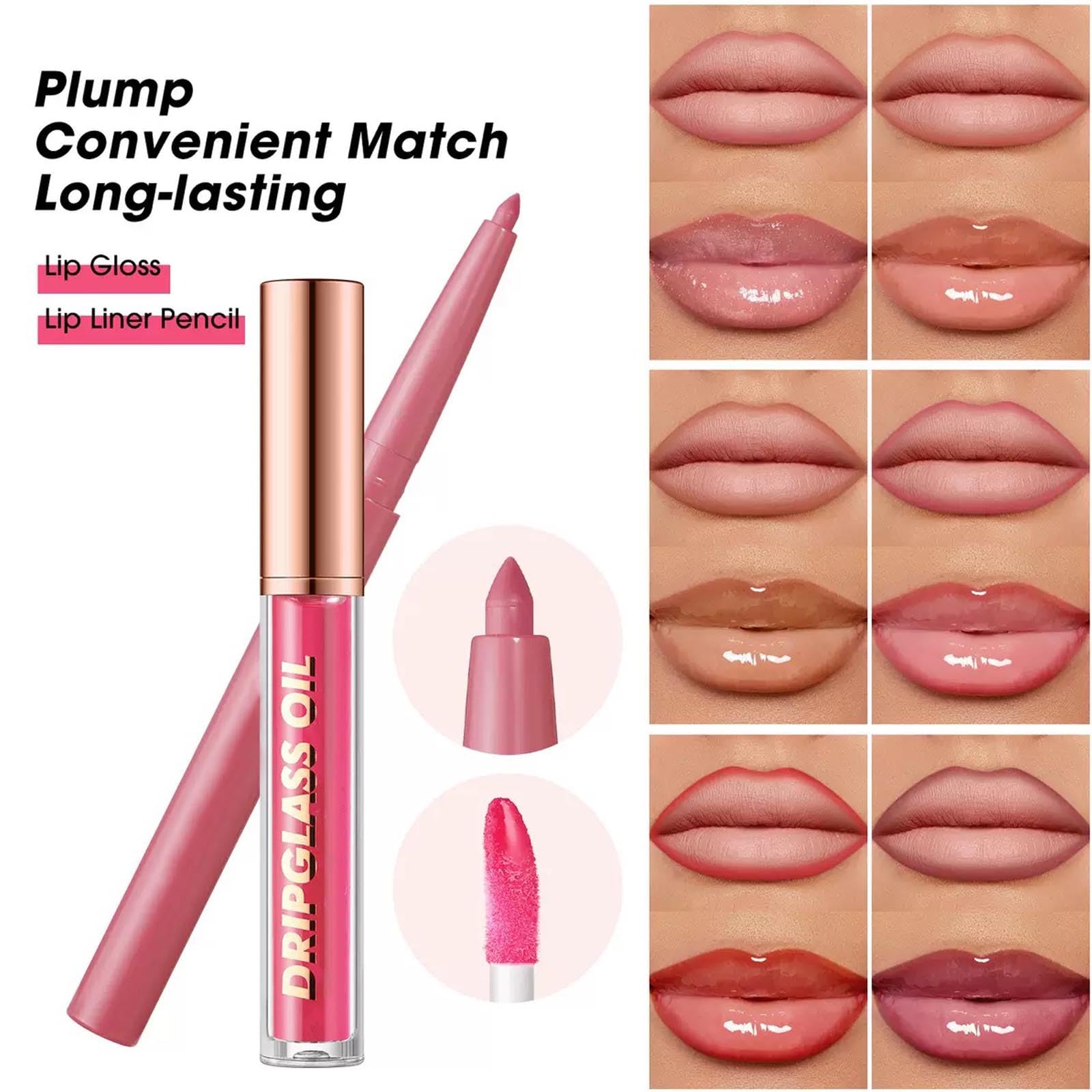Hyesamyo Dark Red Lip Gloss Lip Liner Set – 12 Shades, Lip Oil, Waterproof