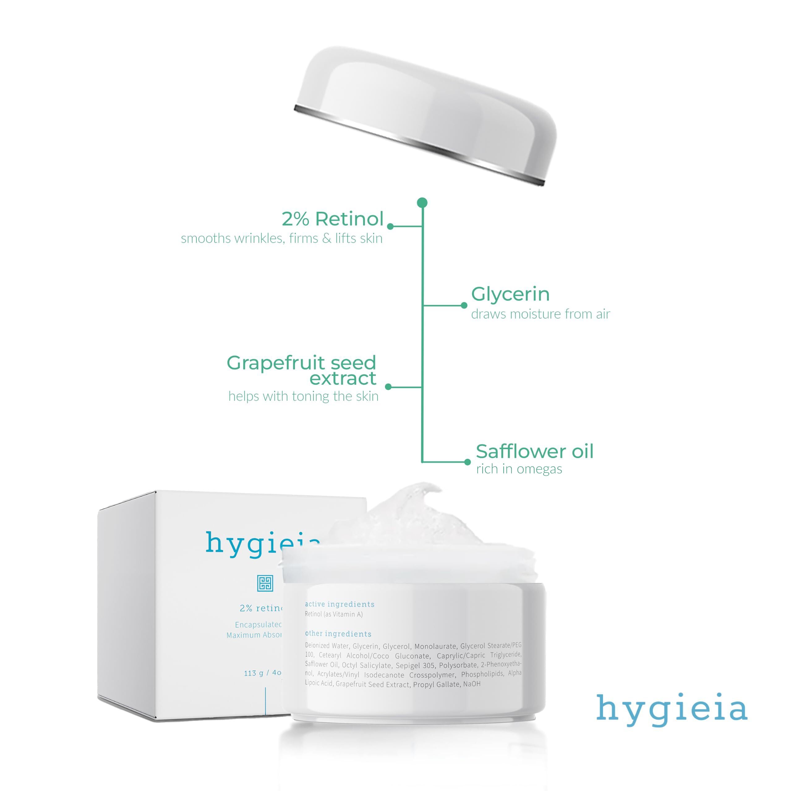 Hygieia + Encapsulated 2% Retinol Cream – Liposomal Anti-Wrinkle for Face, Neck & Body