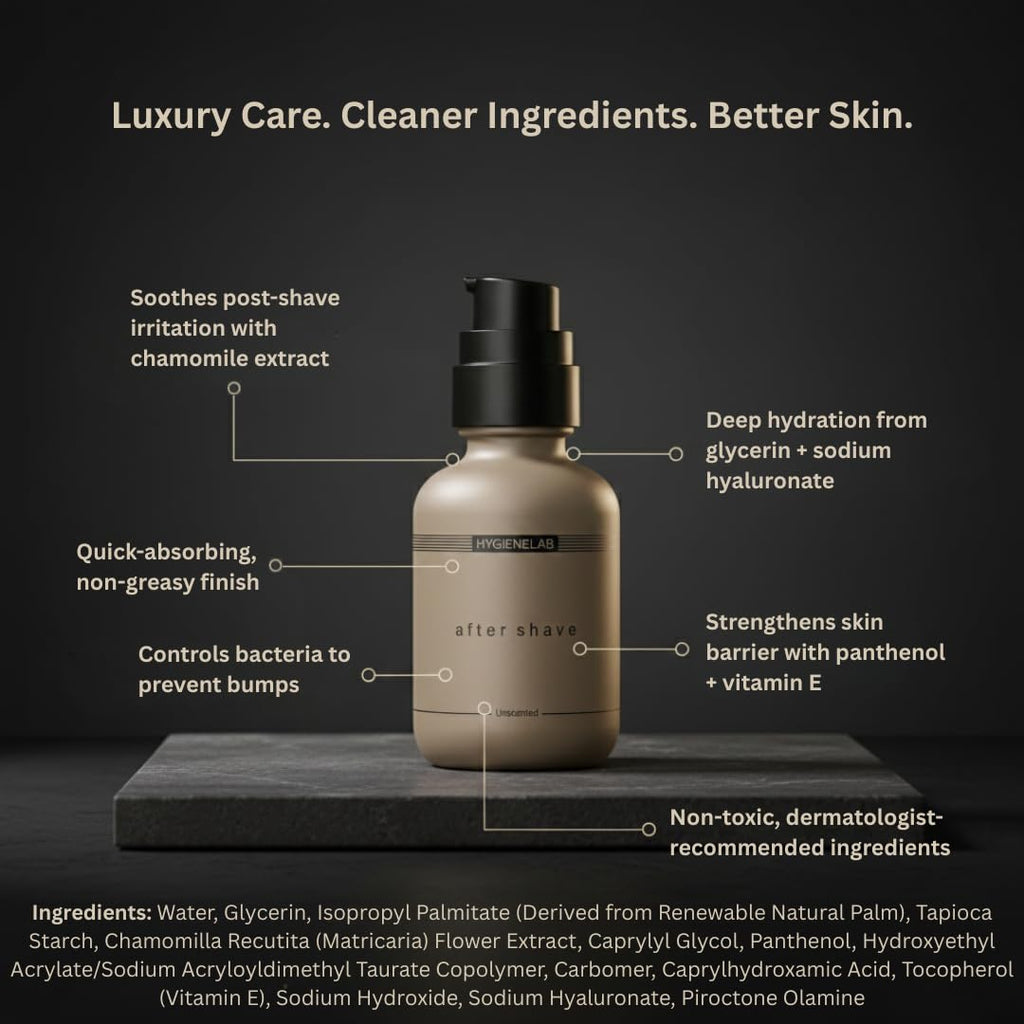 HygieneLab After Shave – Unscented, 100/100 Yuka, Non-Toxic Aloe Vera & Vitamin E