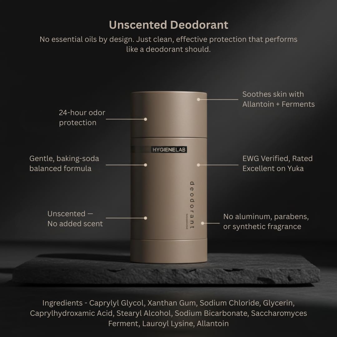 HygieneLab Fragrance-Free Deodorant for Men – EWG Verified, Aluminum-Free