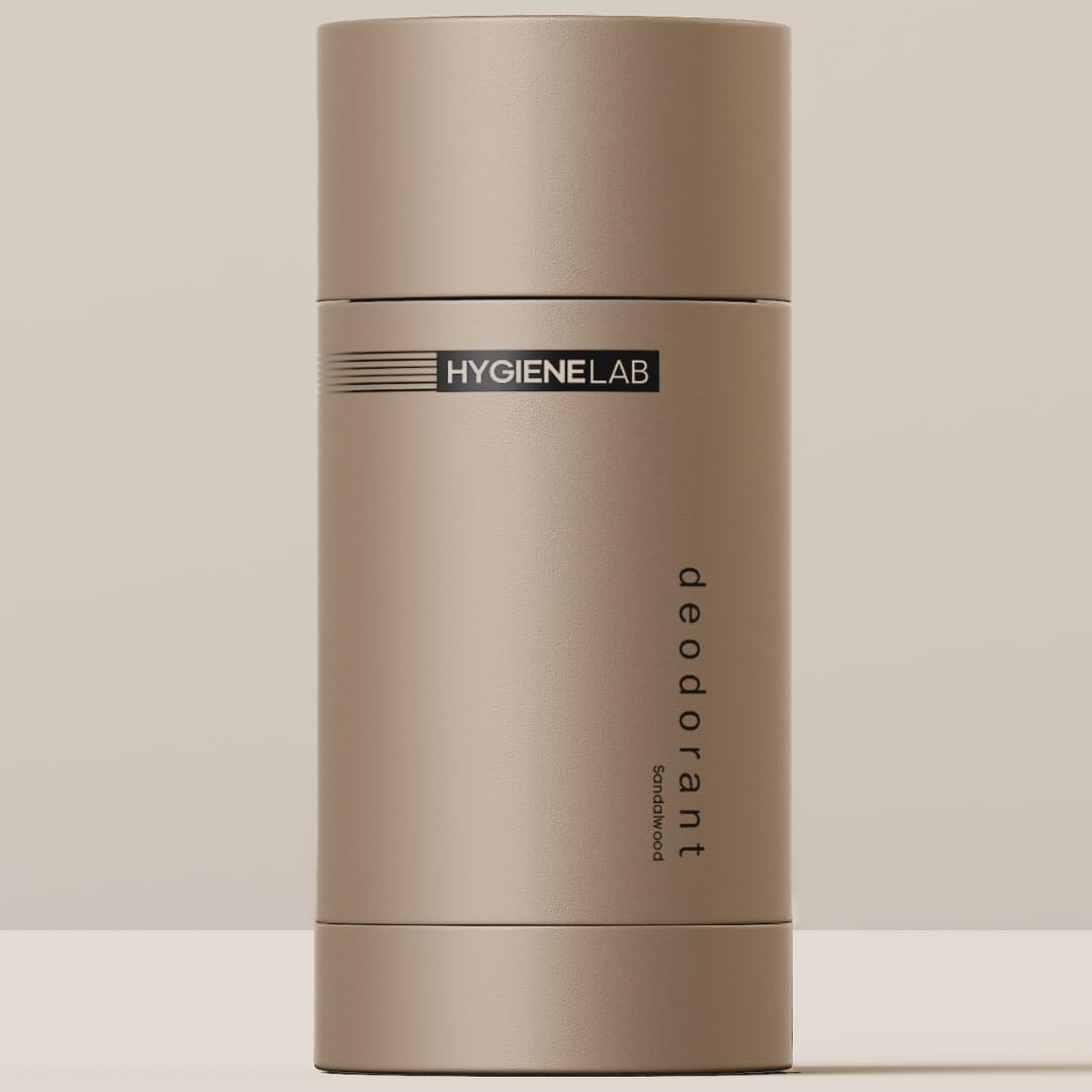 HygieneLab Men's Deodorant – Aluminum-Free, 24-Hour+ Odor Protection, EWG Verified, Smooth Glide, Essential Oils, Premium Sandalwood Scent