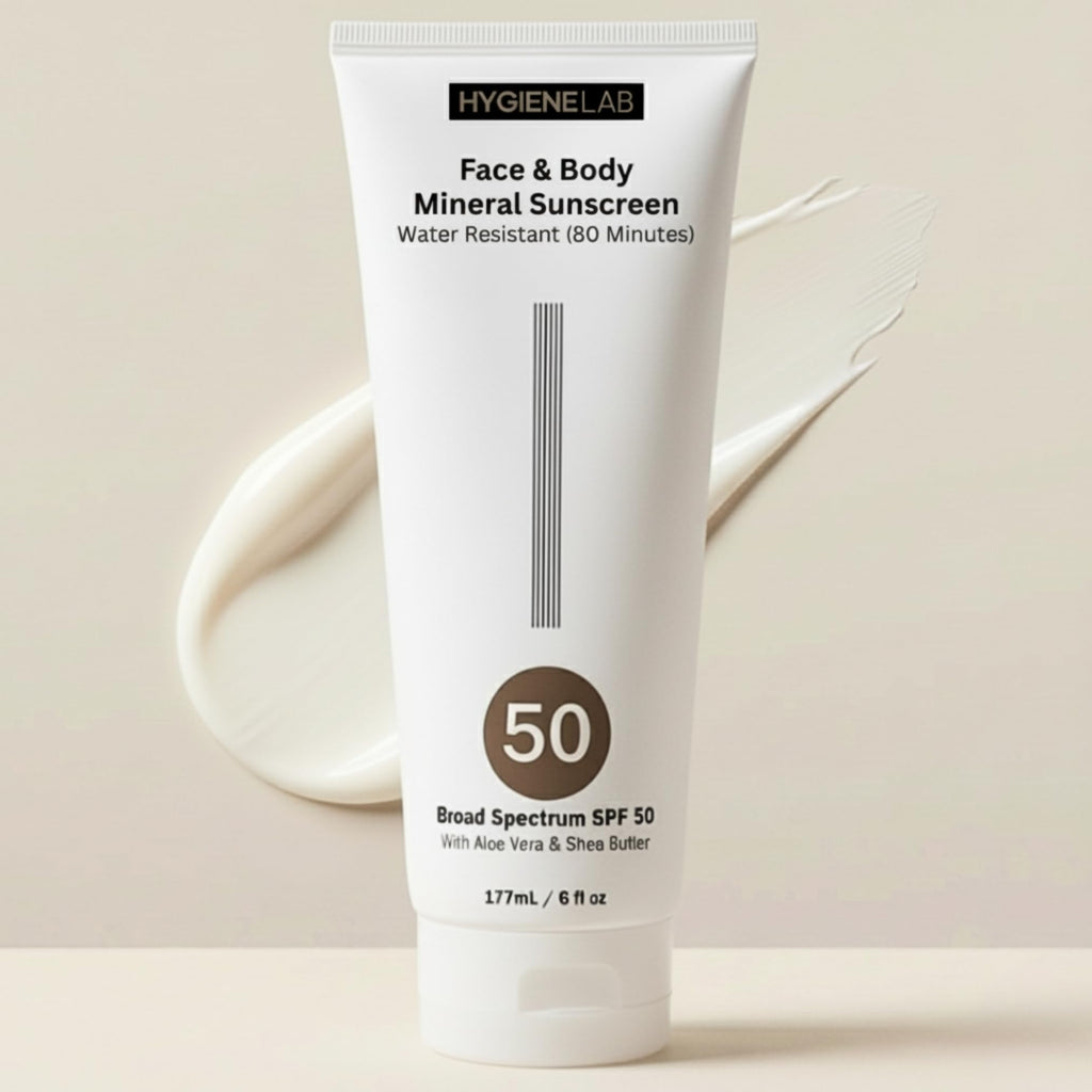 HygieneLab Mineral Sunscreen SPF 50 – Invisible Sheer Finish, Reef Safe, 6 oz