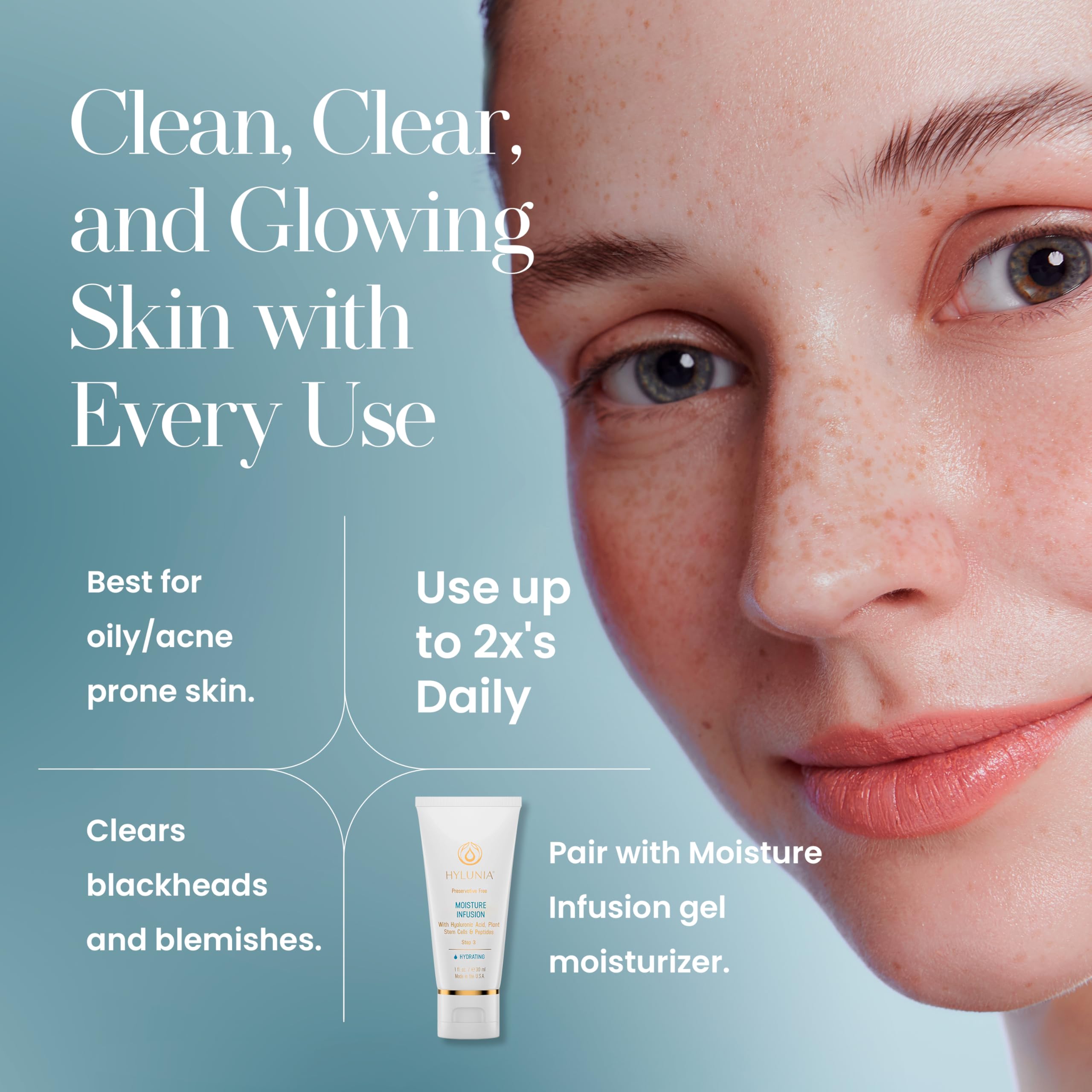 Hylunia Salicylic Facial Cleansing Gel – Deep Pore Cleanser for Oily & Acne-Prone Skin | Hydrates & Brightens