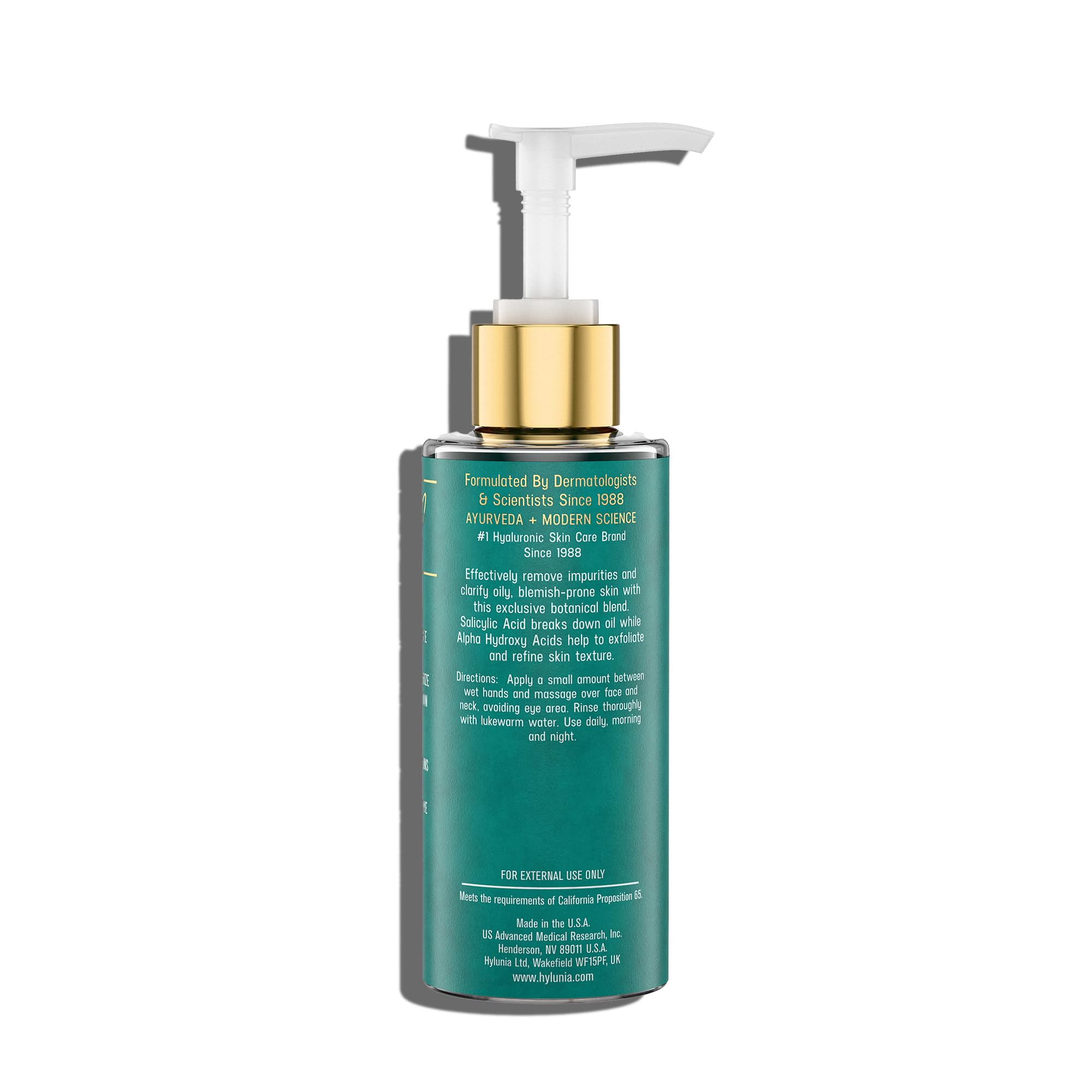 Hylunia Salicylic Facial Cleansing Gel – Deep Pore Cleanser for Oily & Acne-Prone Skin | Hydrates & Brightens