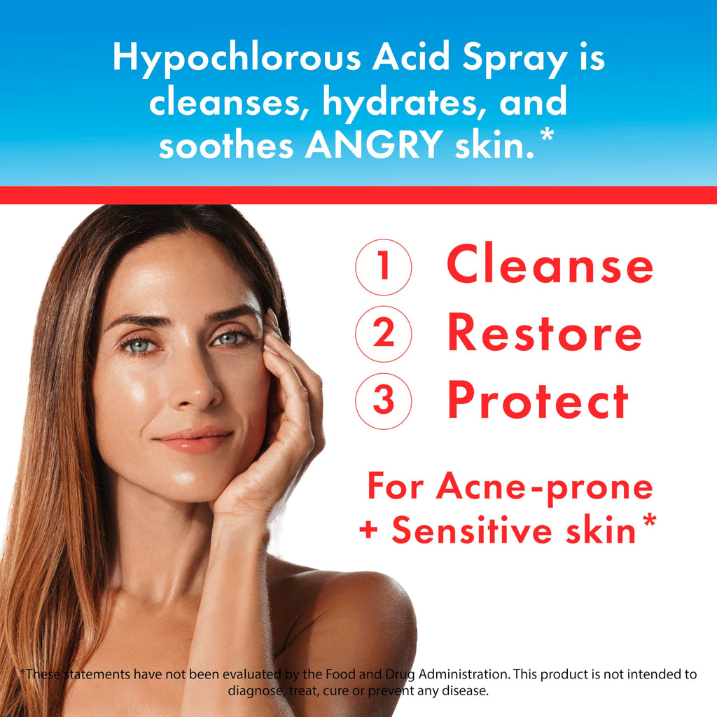 HypoClear Hypochlorous Acid Facial Spray – Gentle HOCl Toner & Cleanser for Face, Skin & Eyes (8 oz)