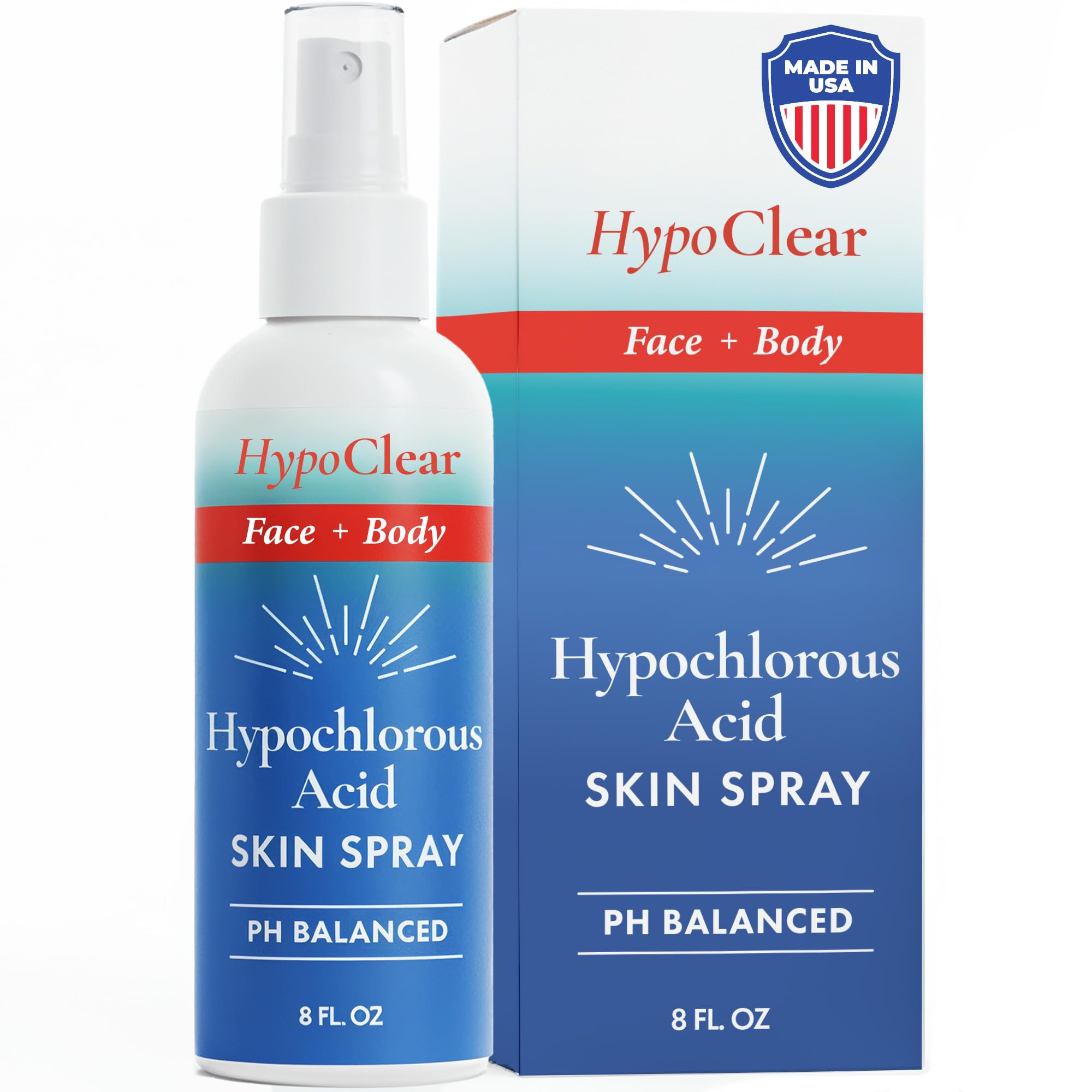 HypoClear Hypochlorous Acid Facial Spray – Gentle HOCl Toner & Cleanser for Face, Skin & Eyes (8 oz)