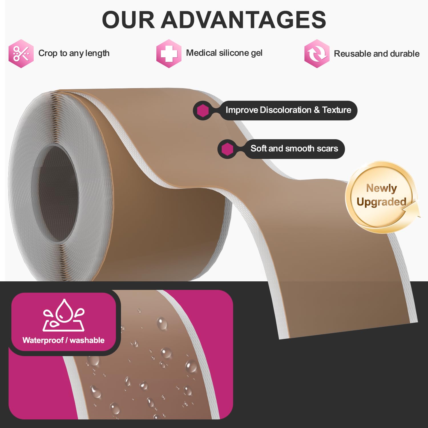 Hysimedy Silicone Scar Sheets – Medical Grade Scar Tape 4.5 cm x 120 in