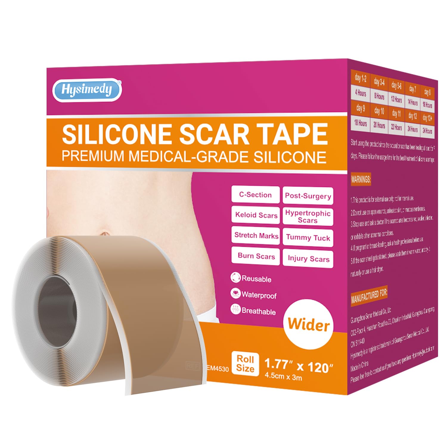 Hysimedy Silicone Scar Sheets – Medical Grade Scar Tape 4.5 cm x 120 in