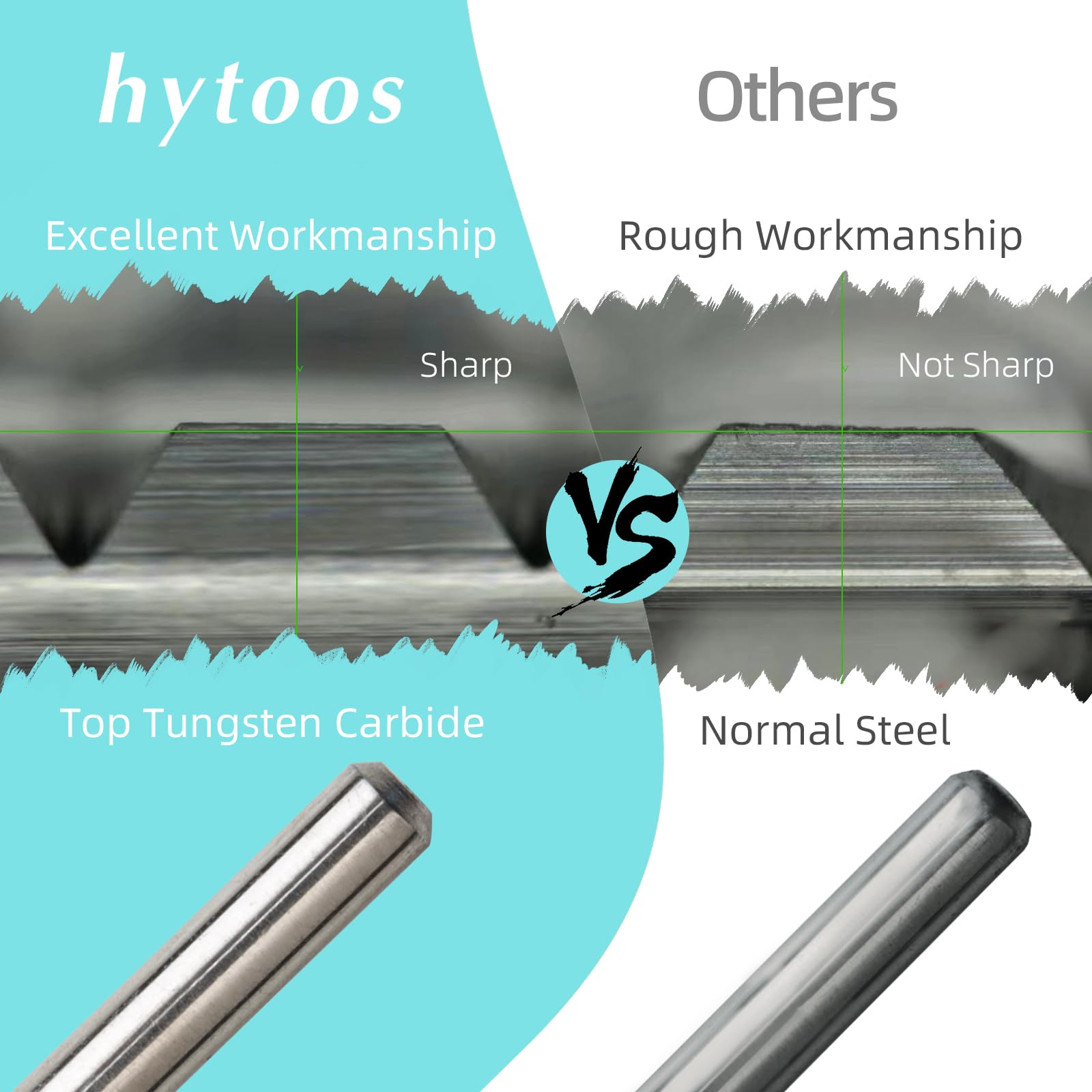 HYTOOS Flat Top 5 in 1 Nail Bit – Tungsten Carbide Cross Tapered 3/32 Shank, 2-Way Rotation