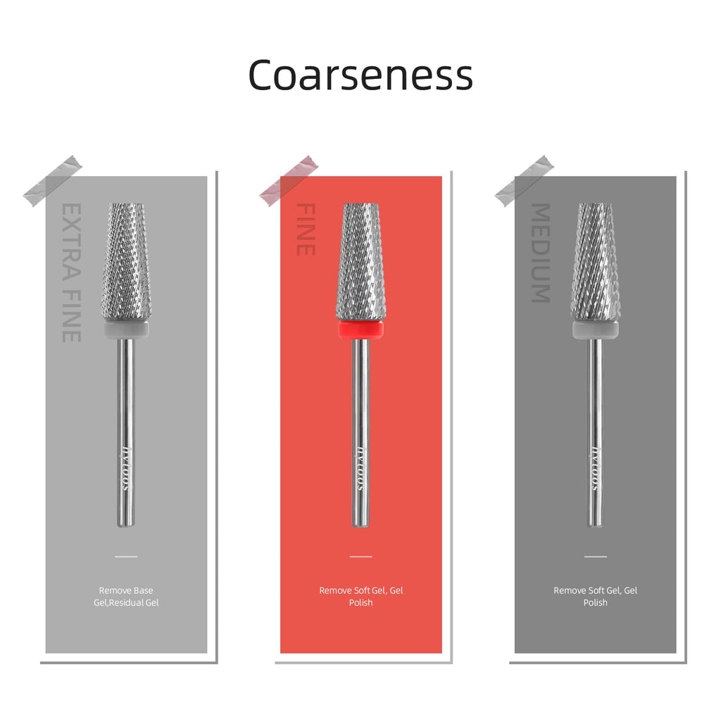 HYTOOS Flat Top 5 in 1 Nail Bit – Tungsten Carbide Cross Tapered 3/32 Shank, 2-Way Rotation