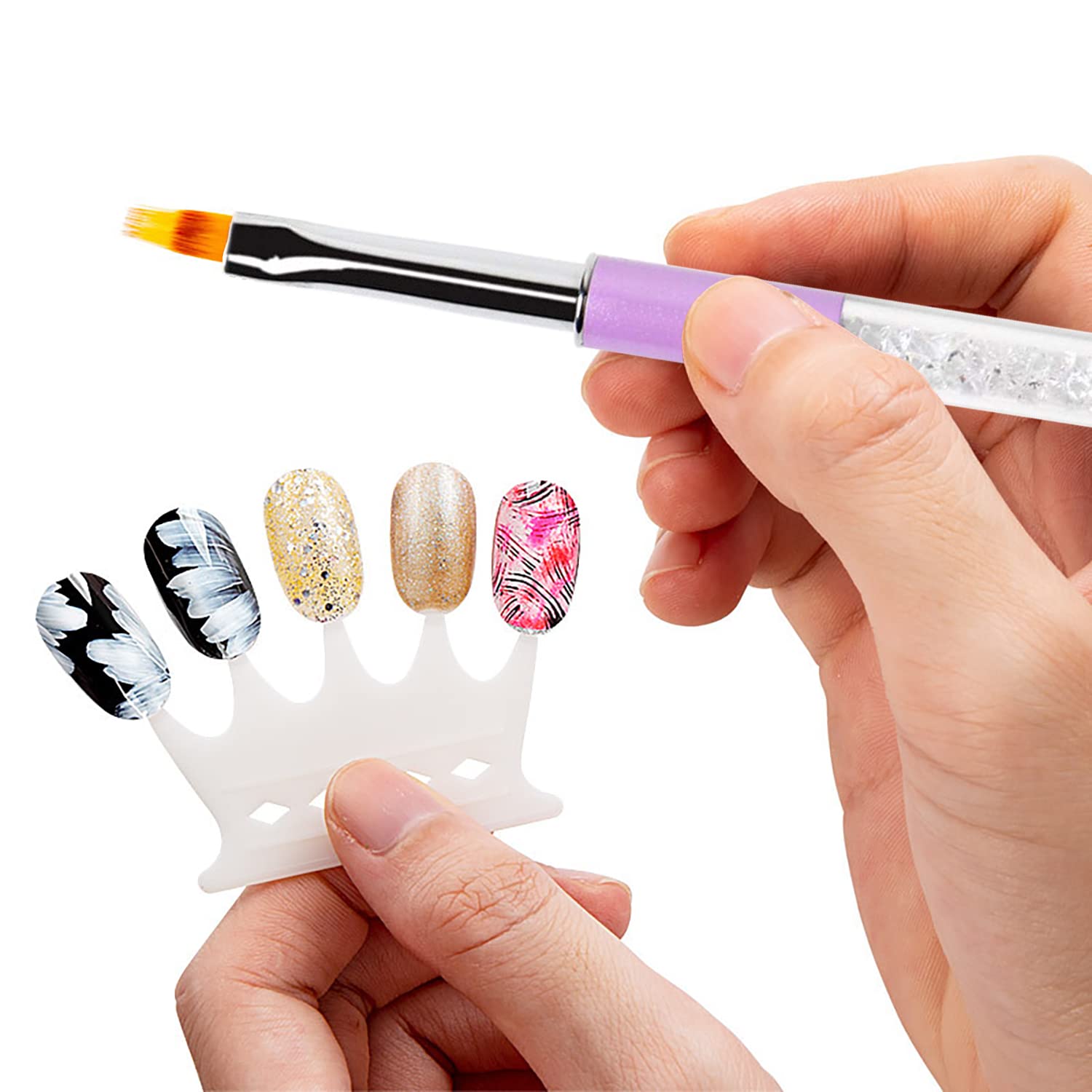 HYWWPFLAY 5Pcs Ombre Nail Brush & Sponges Set – Gradient Nail Art Tools for Gel Polish