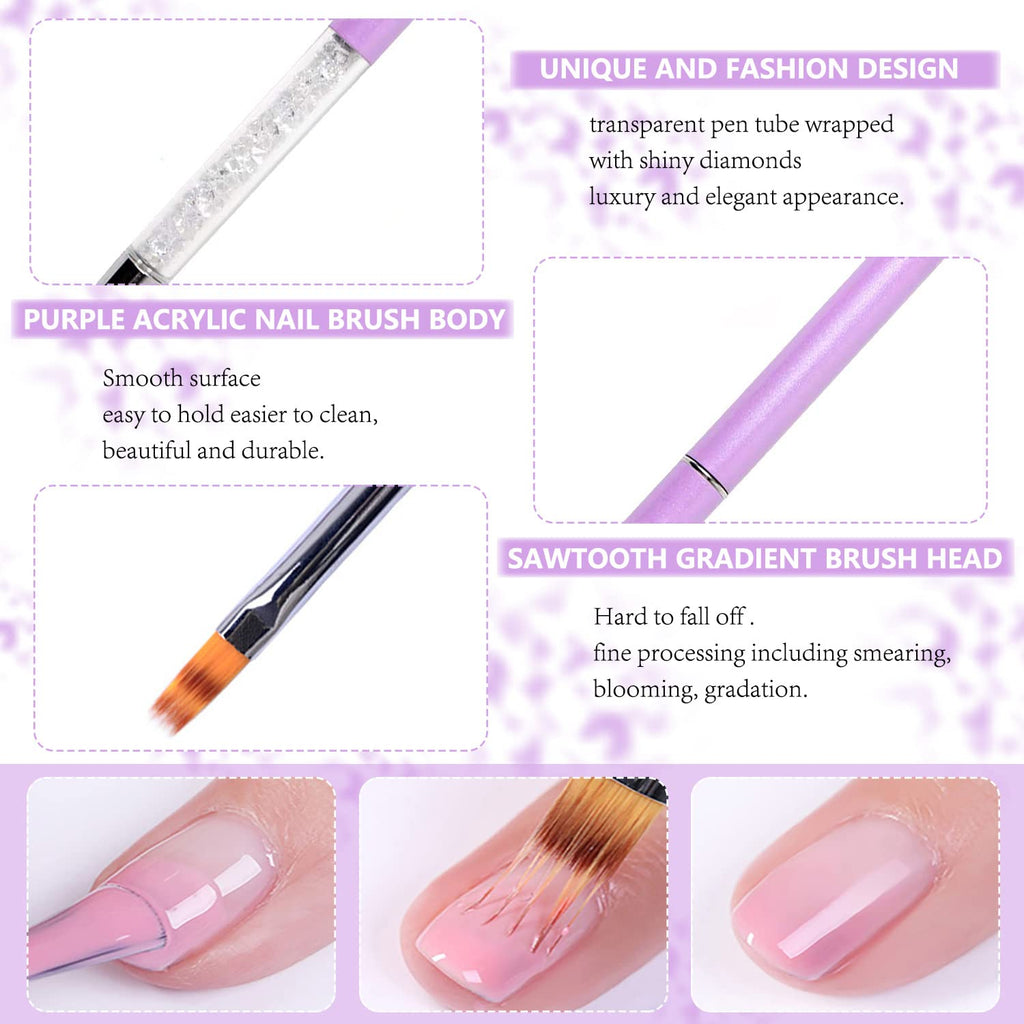 HYWWPFLAY 5Pcs Ombre Nail Brush & Sponges Set – Gradient Nail Art Tools for Gel Polish