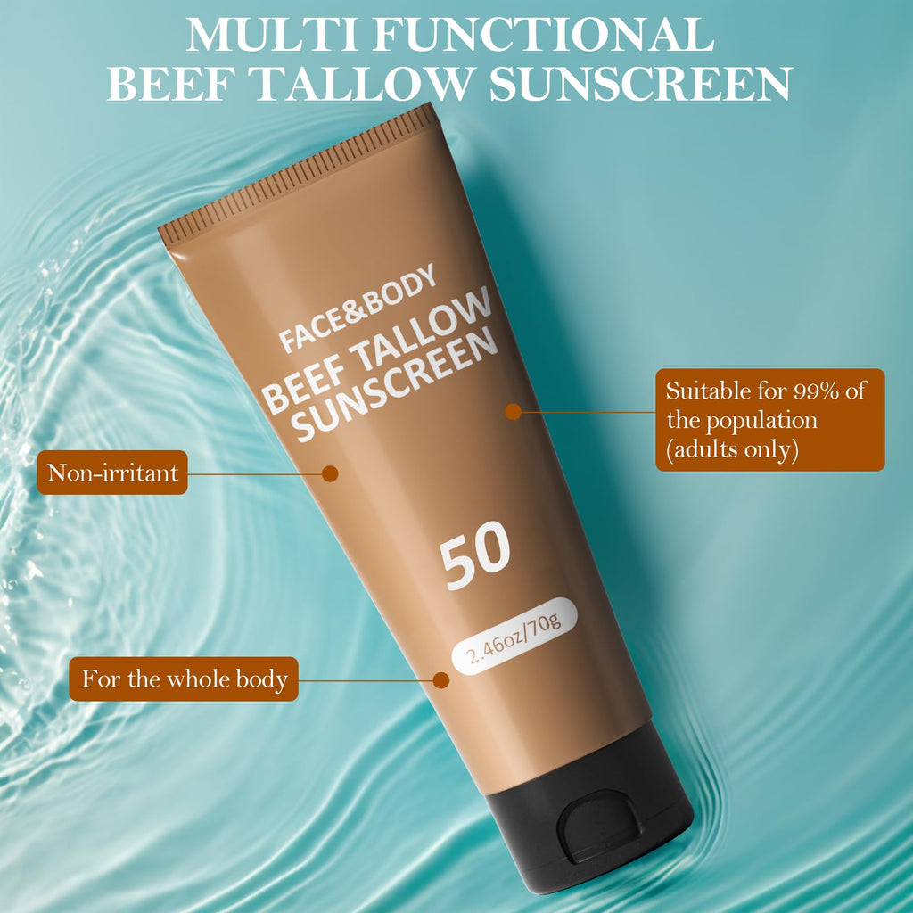 HZENPPOR Beef Tallow Sunscreen – Reef-Safe, Non-Greasy Face & Body Sunblock – 3 Pack