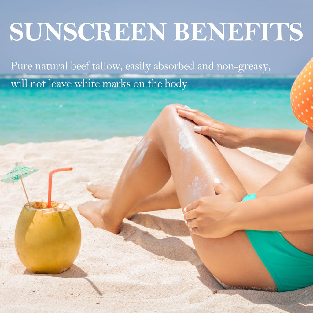 HZENPPOR Beef Tallow Sunscreen – Reef-Safe, Non-Greasy Face & Body Sunblock – 3 Pack