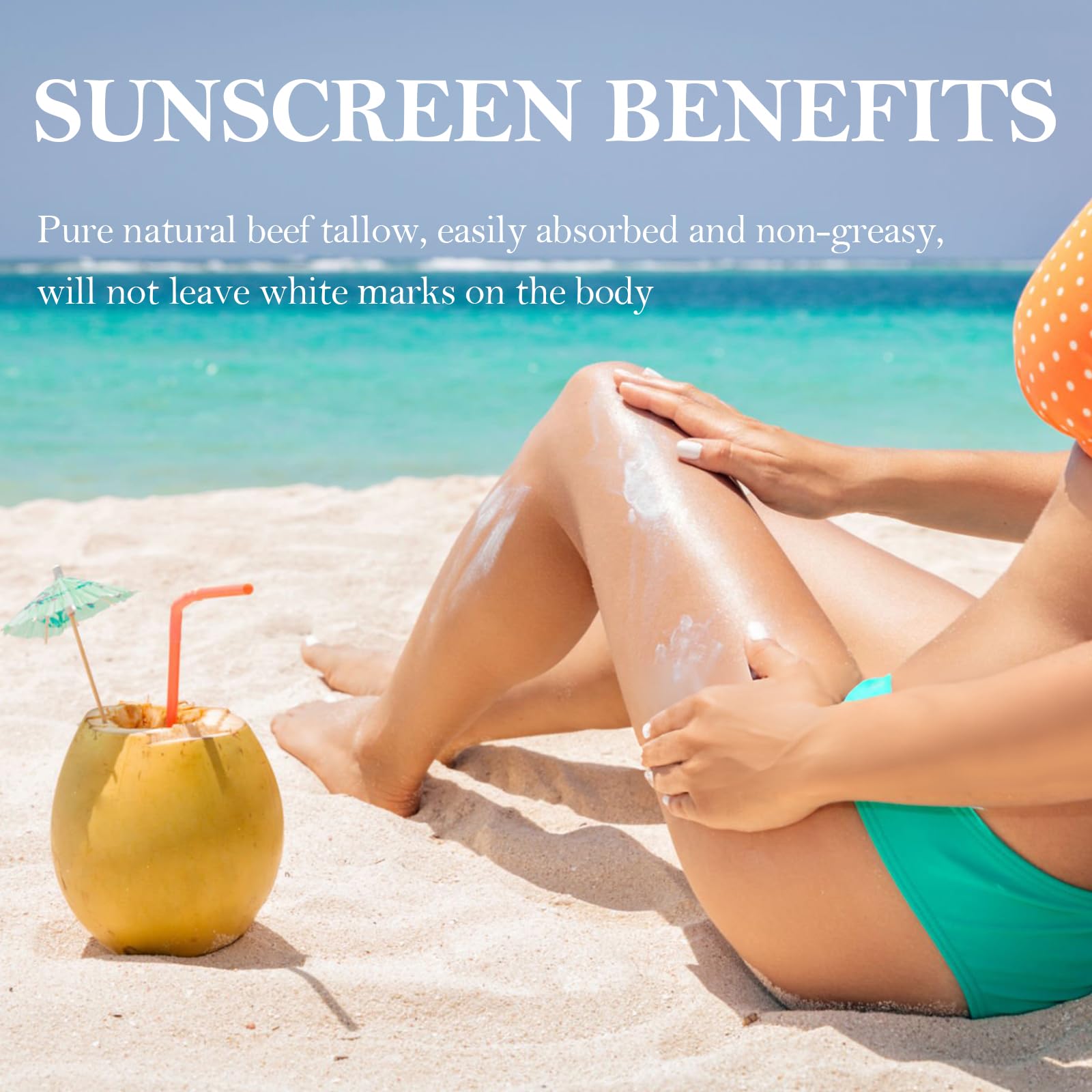 HZENPPOR Beef Tallow Sunscreen – Reef-Safe, Non-Greasy Face & Body Sunblock – 3 Pack