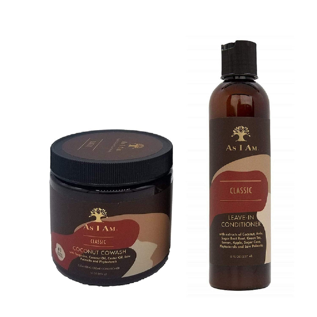 I AM Leave-In Conditioner 8 oz + Coconut Cowash Cleansing Conditioner 16 oz – Hydrating Curl Duo
