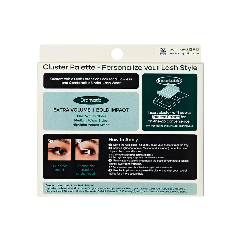 i-ENVY Cluster Palette Kit – DIY Lash Extensions, Refill Packs, Mini Applicator & Mascabond (Dramatic)