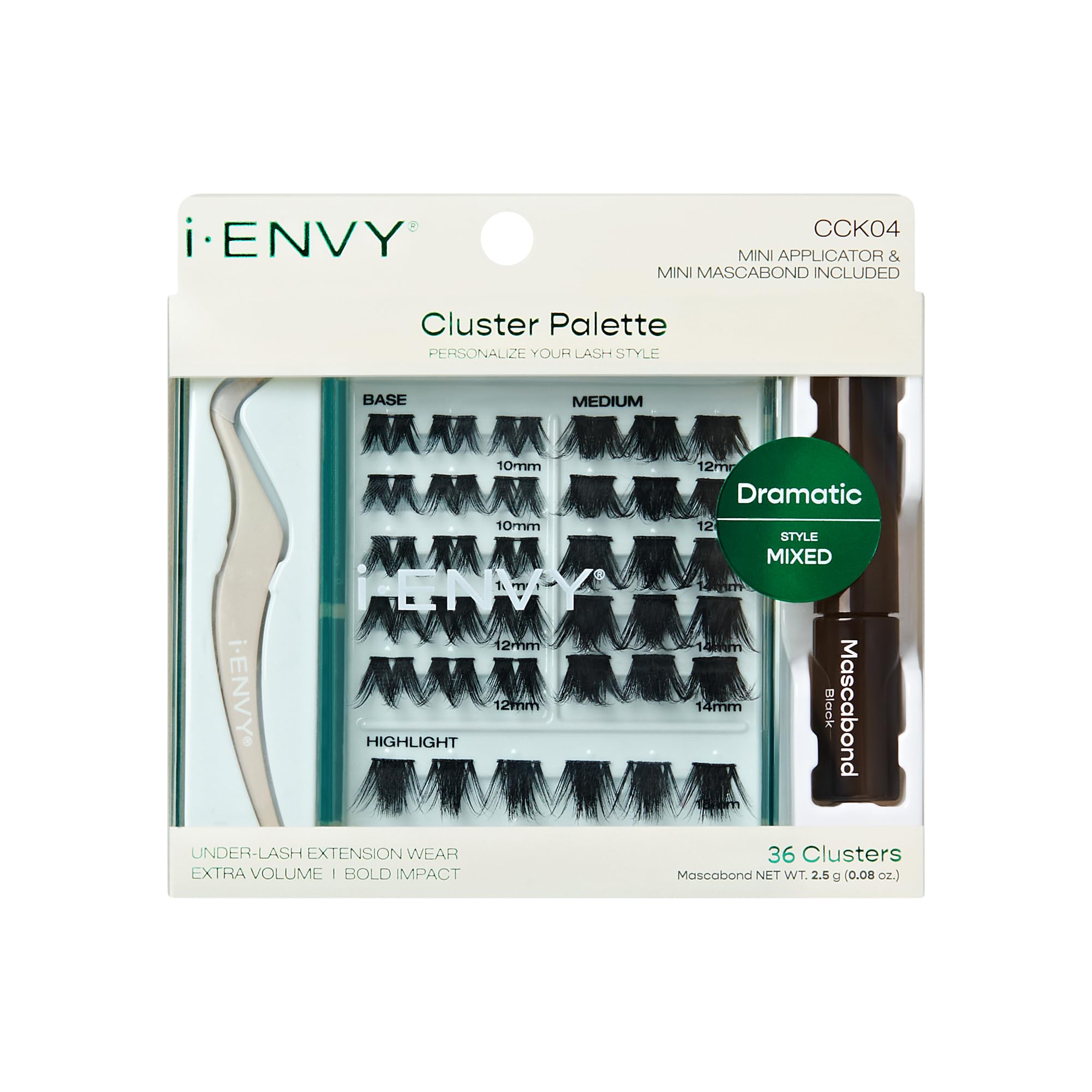 i-ENVY Cluster Palette Kit – DIY Lash Extensions, Refill Packs, Mini Applicator & Mascabond (Dramatic)
