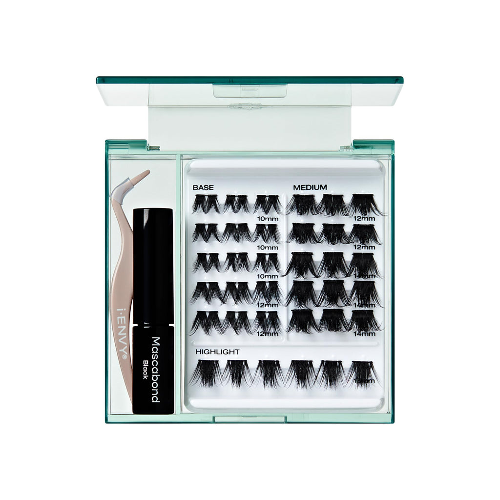 i-ENVY Cluster Palette Kit – DIY Lash Extensions, Refill Packs, Mini Applicator & Mascabond (Dramatic)