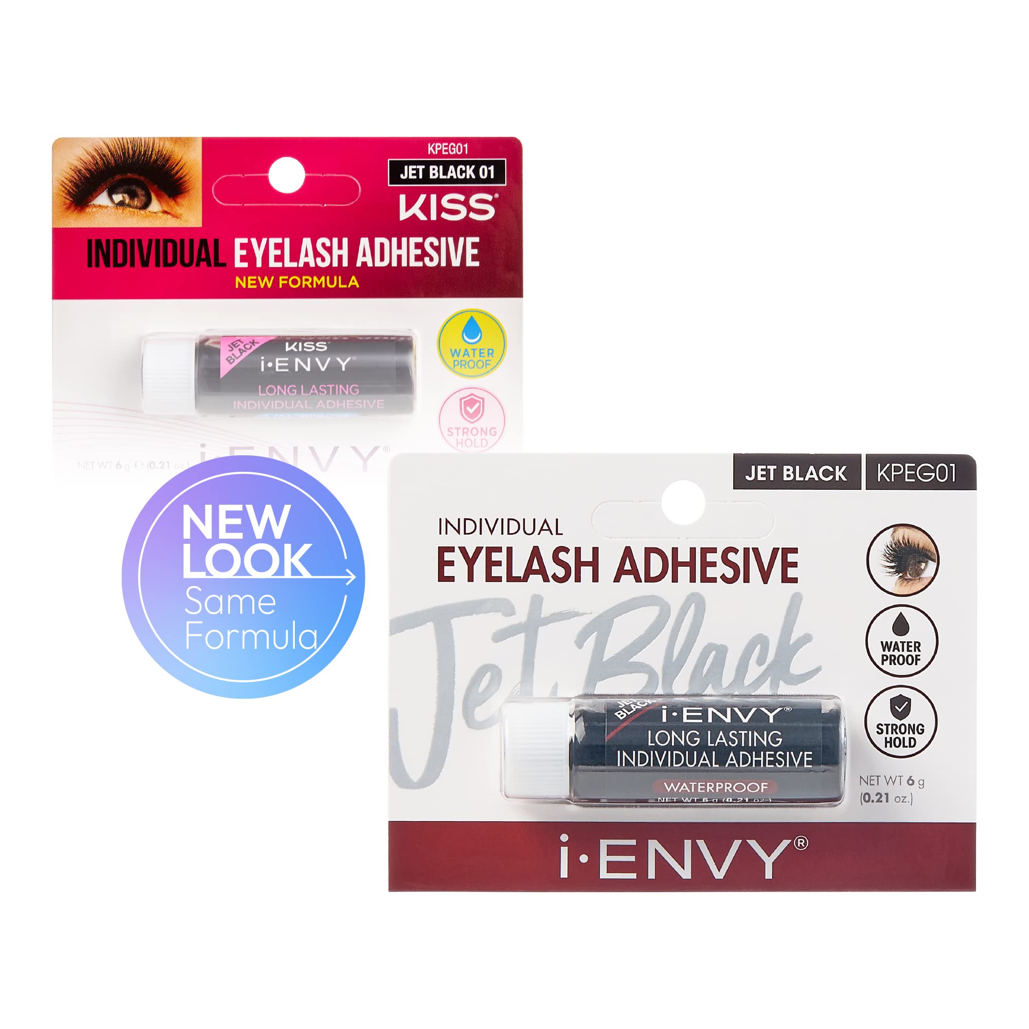 i•ENVY Lash Glue for Individual Lashes – Waterproof, Latex-Free, Up to 2 Weeks, 6 Pack (Black)