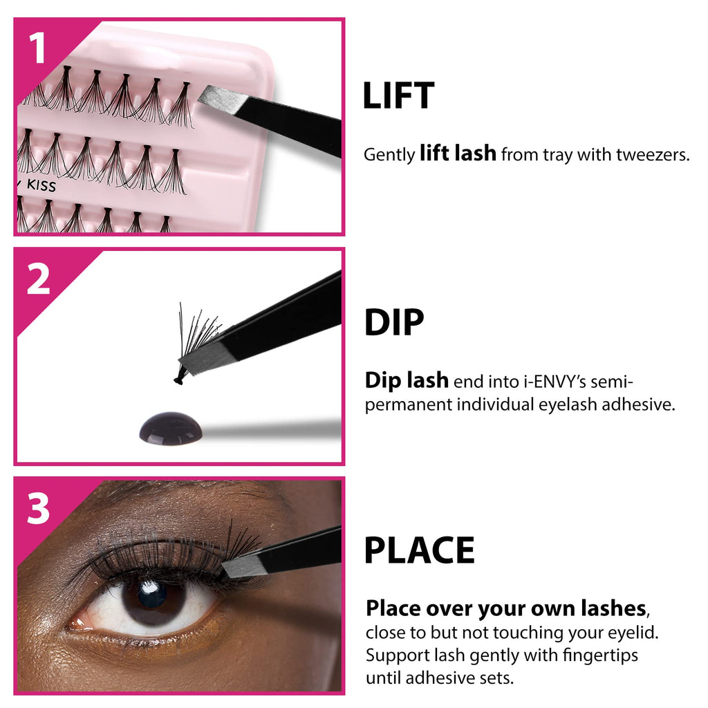 i•ENVY Lash Glue for Individual Lashes – Waterproof, Latex-Free, Up to 2 Weeks, 6 Pack (Black)