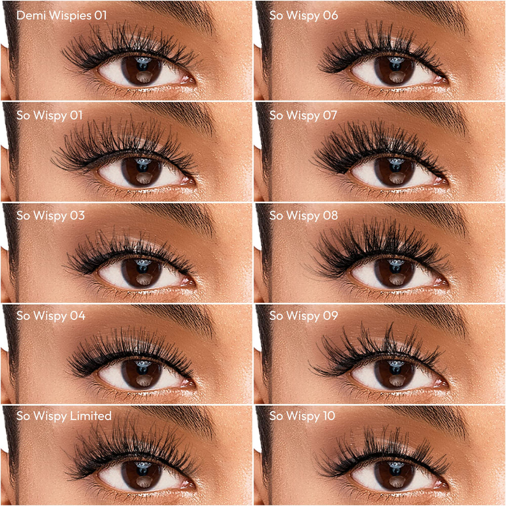 i-ENVY 10 Pairs So Wispy Human Hair Eyelashes Multipack | Invisible Band, Lightweight & Reusable