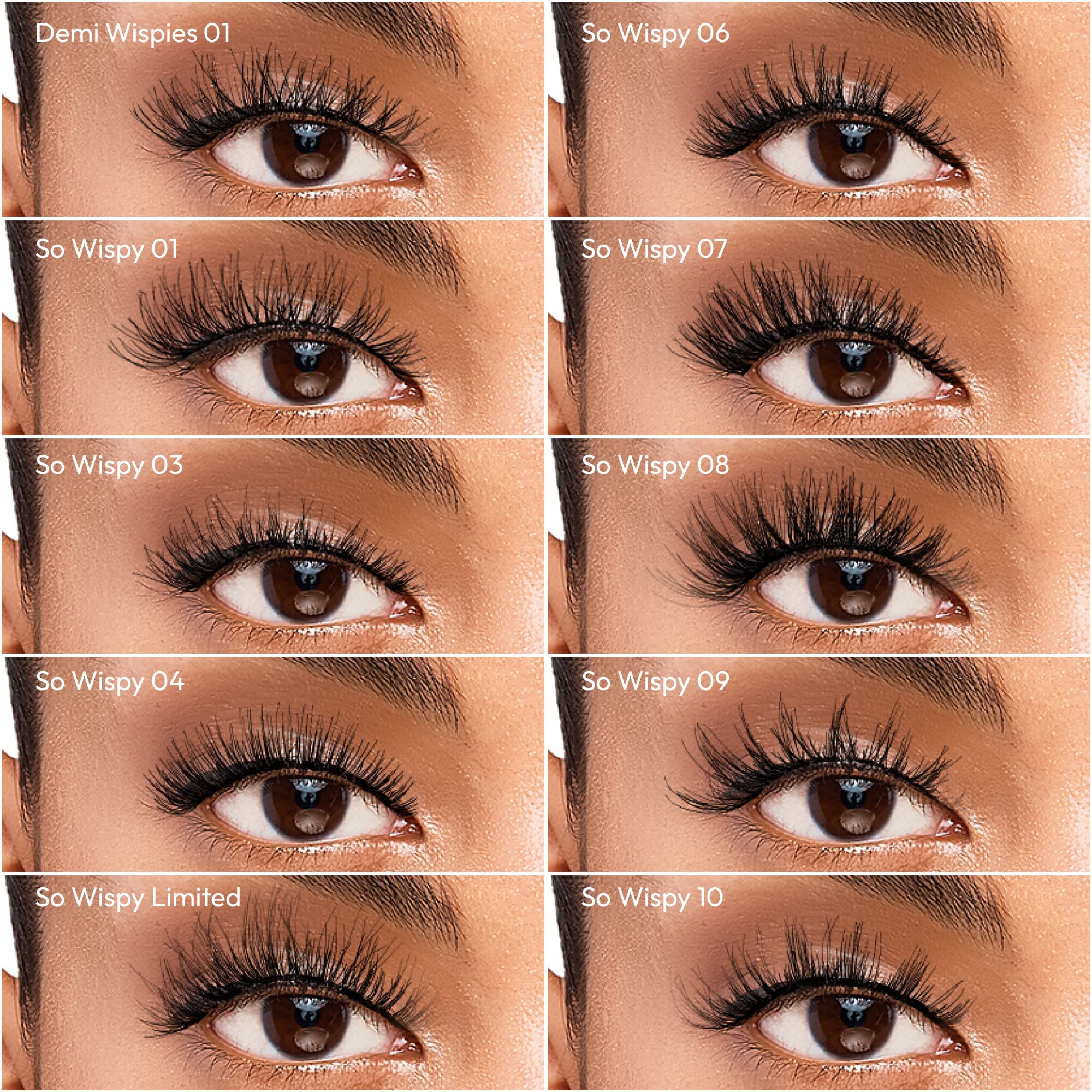 i-ENVY 10 Pairs So Wispy Human Hair Eyelashes Multipack | Invisible Band, Lightweight & Reusable