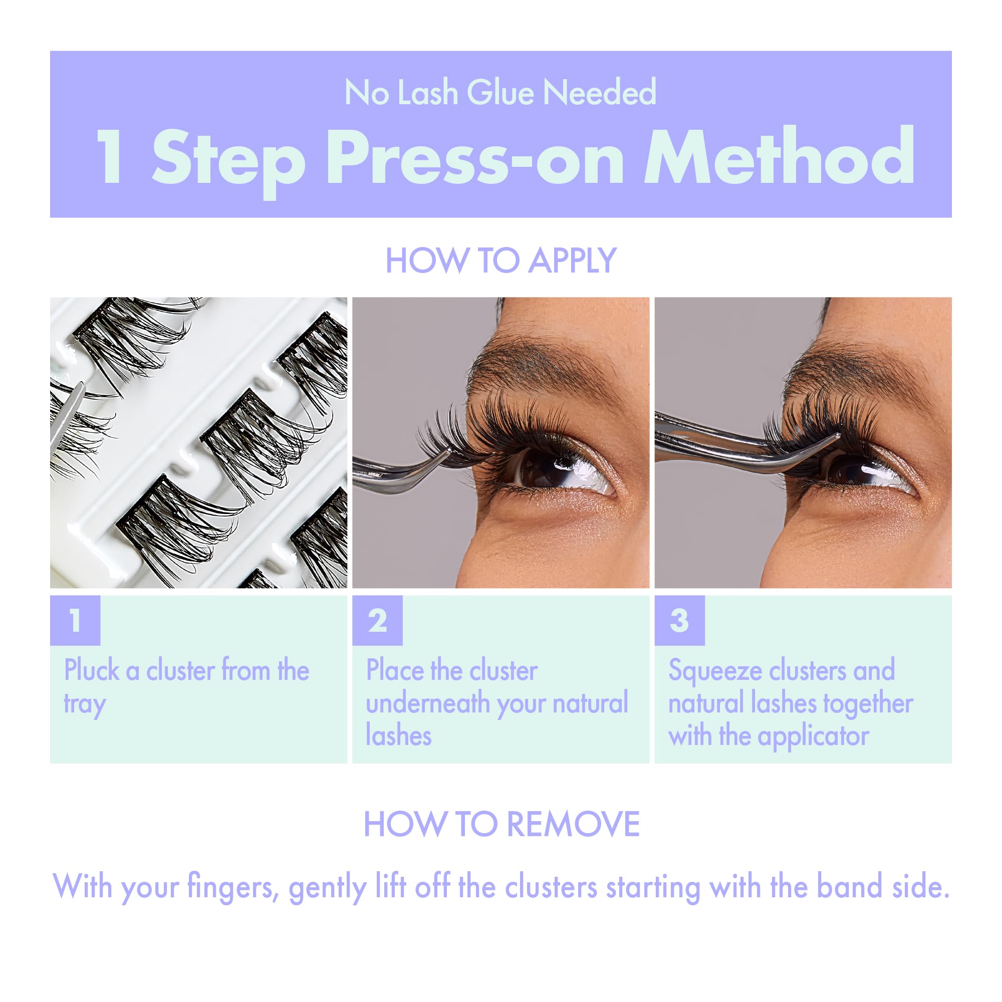 i-ENVY Press&Go Self-Adhesive Eyelashes – 1-Step Glue-Free, All-Day Comfort, Reusable Clusters
