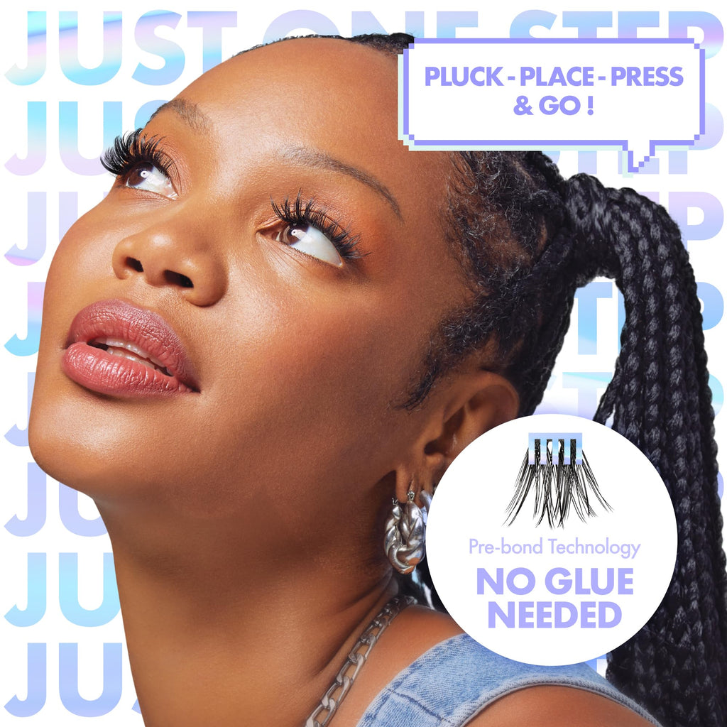 i-ENVY Press&Go Self-Adhesive Eyelashes – 1-Step Glue-Free, All-Day Comfort, Reusable Clusters