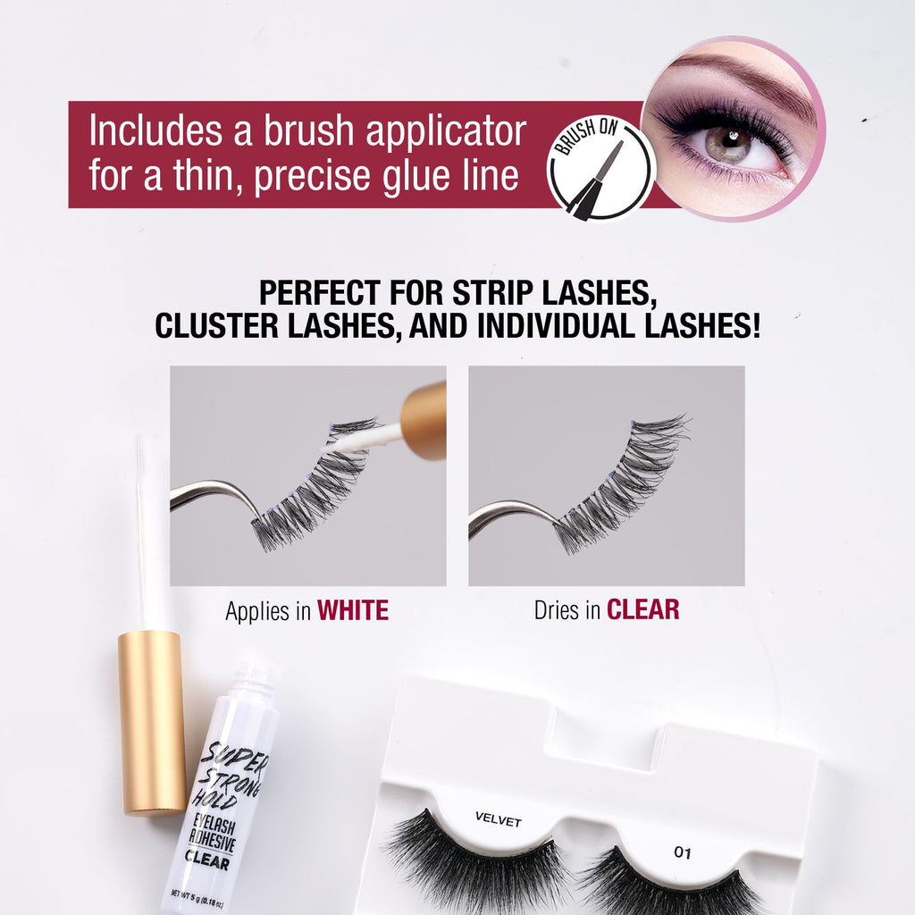 i•ENVY Super Strong Hold Eyelash Adhesive | Waterproof, Latex-Free, 48-Hour Lash Glue with Brush-On Applicator (Clear, 36-Pack)