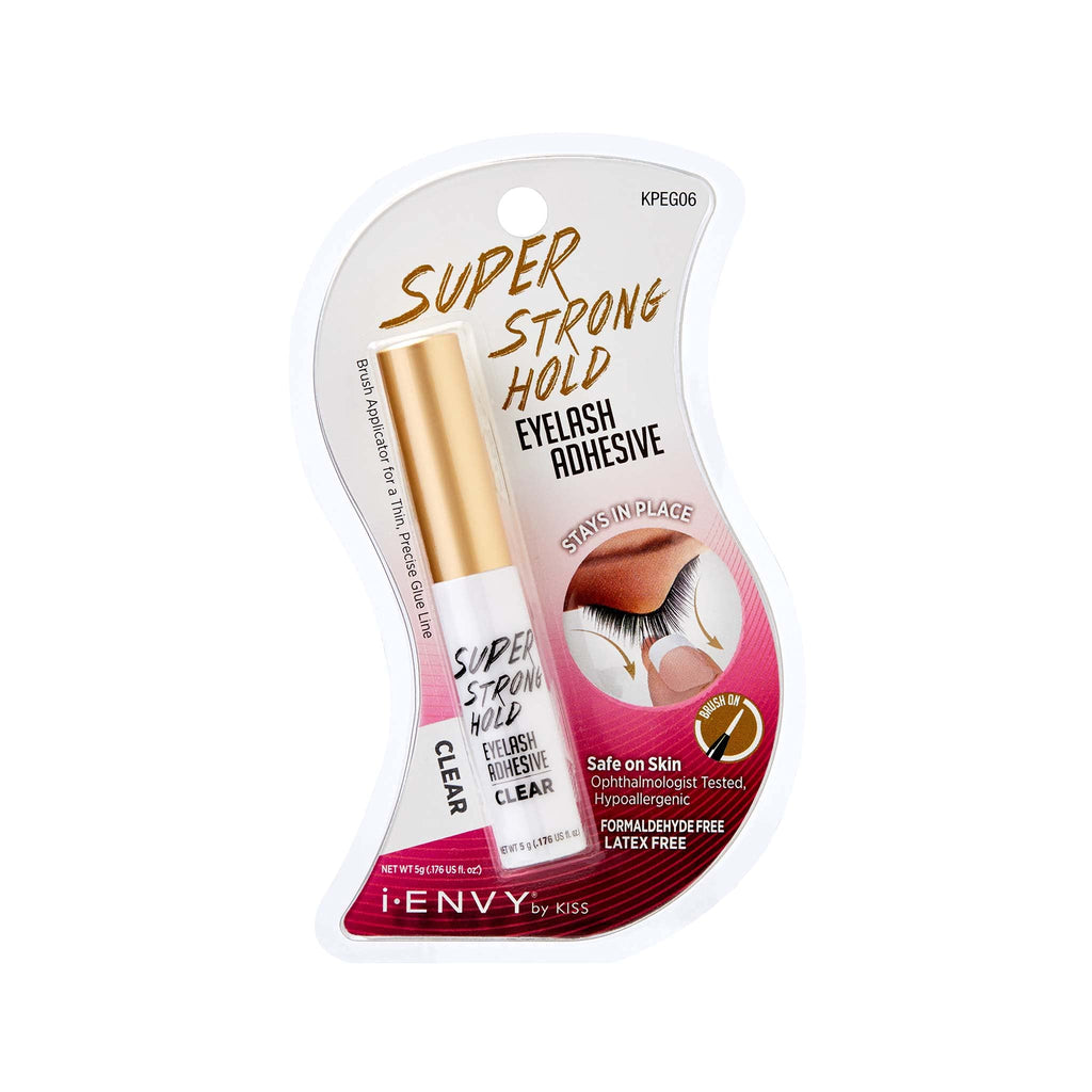 i•ENVY Super Strong Hold Eyelash Adhesive | Waterproof, Latex-Free, 48-Hour Lash Glue with Brush-On Applicator (Clear, 36-Pack)