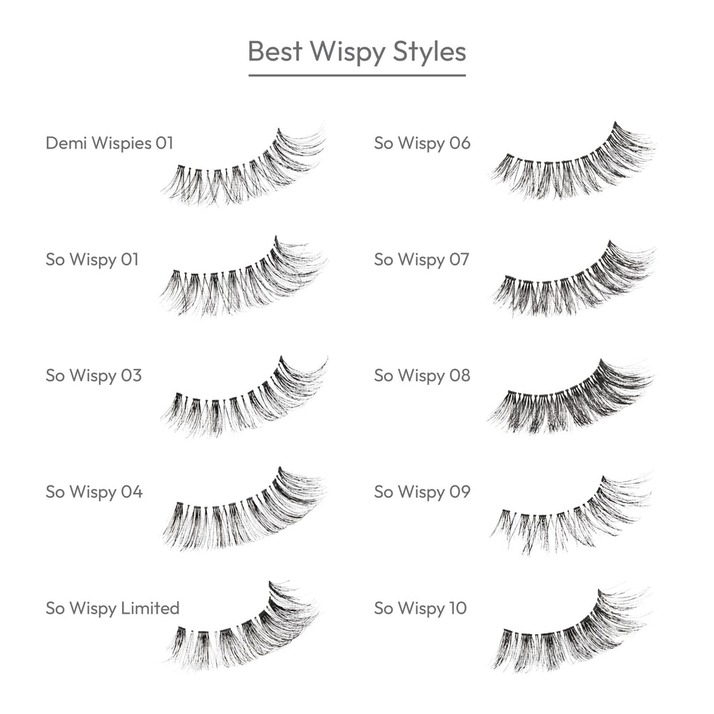 i-ENVY 10 Pairs So Wispy Human Hair Eyelashes Multipack | Invisible Band, Lightweight & Reusable
