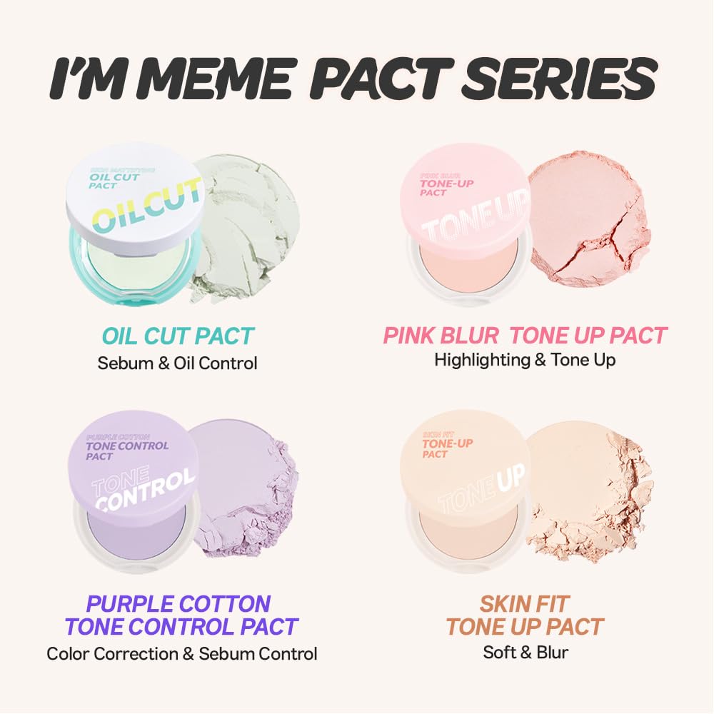 I'M MEME Compact - Oil Cut Pact | Sebum-Absorbing Korean Setting Powder for Blurring, Translucent Finishing Powder (0.35 oz)