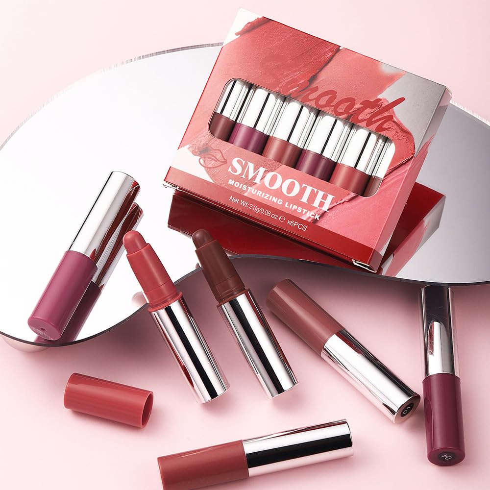 IATMOMOD 6-Piece Long-Lasting Matte Lipstick Crayon Set — Waterproof, High Pigment, Cruelty-Free