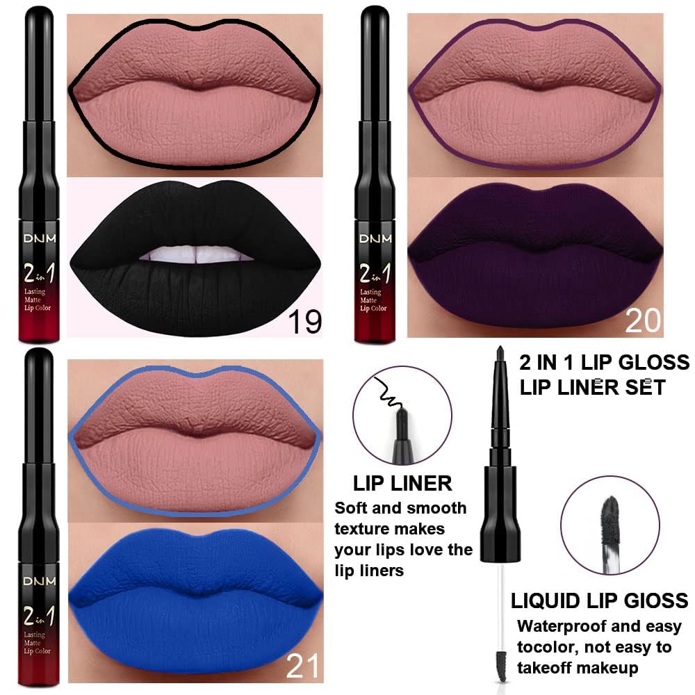 IATMOMOD 3Pcs 2-in-1 Lip Liner & Liquid Lipstick Set – Matte, Long-Lasting Color in 3 Shades