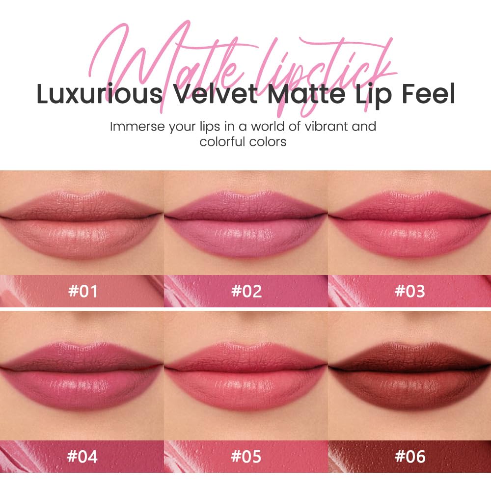 IATMOMOD 6-Piece Long-Lasting Matte Lipstick Crayon Set — Waterproof, High Pigment, Cruelty-Free