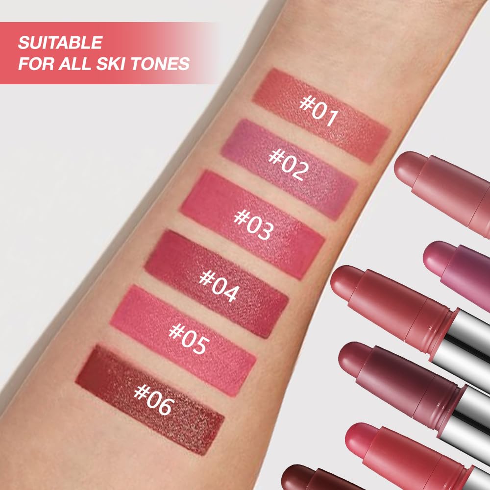IATMOMOD 6-Piece Long-Lasting Matte Lipstick Crayon Set — Waterproof, High Pigment, Cruelty-Free
