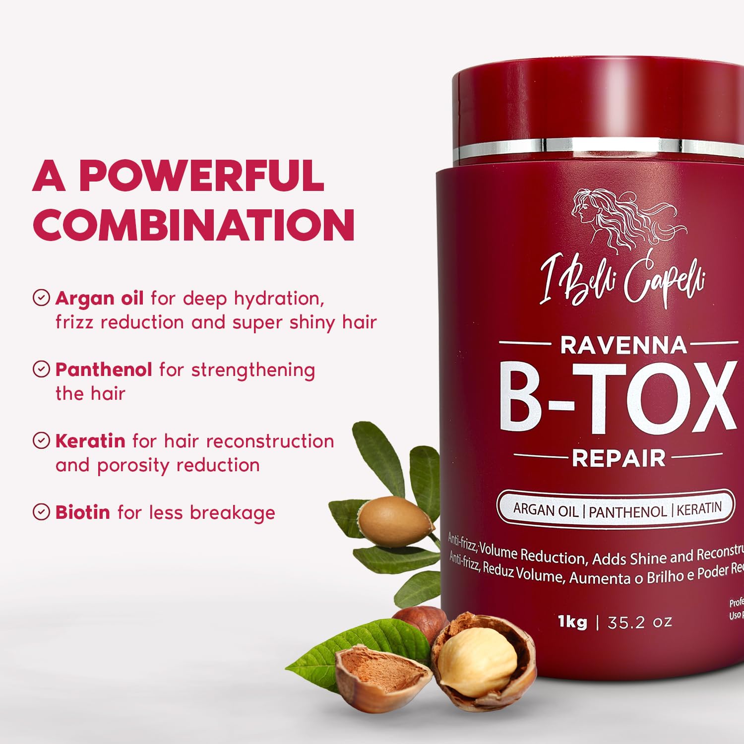 I Belli Capelli Ravenna Repair B-tox – Formaldehyde‑Free Keratin Hair Treatment, Pack of 2