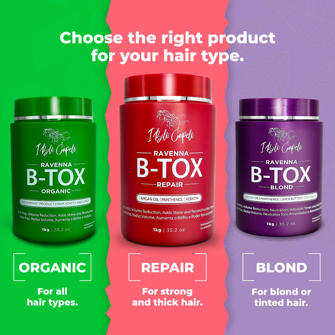 I Belli Capelli Ravenna Repair B-tox – Formaldehyde‑Free Keratin Hair Treatment, Pack of 2