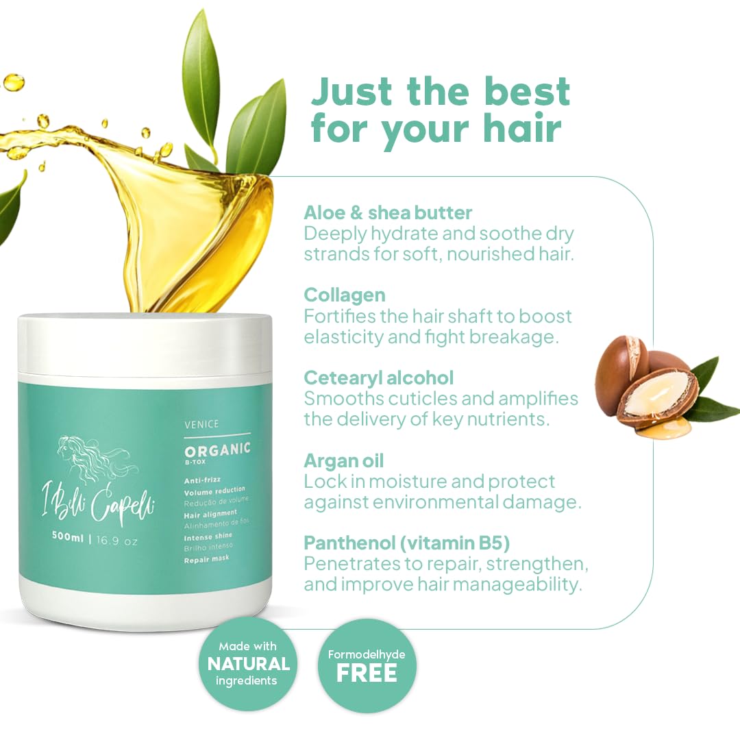 I Belli Capelli Venice Keratin Hair Treatment Set – 2 Pack, 1-Step, Formaldehyde-Free