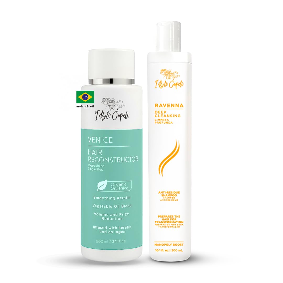 I Belli Capelli Venice Organic Keratin Treatment & Deep Cleansing Shampoo – Complete Set (16.9 oz + 10 oz)