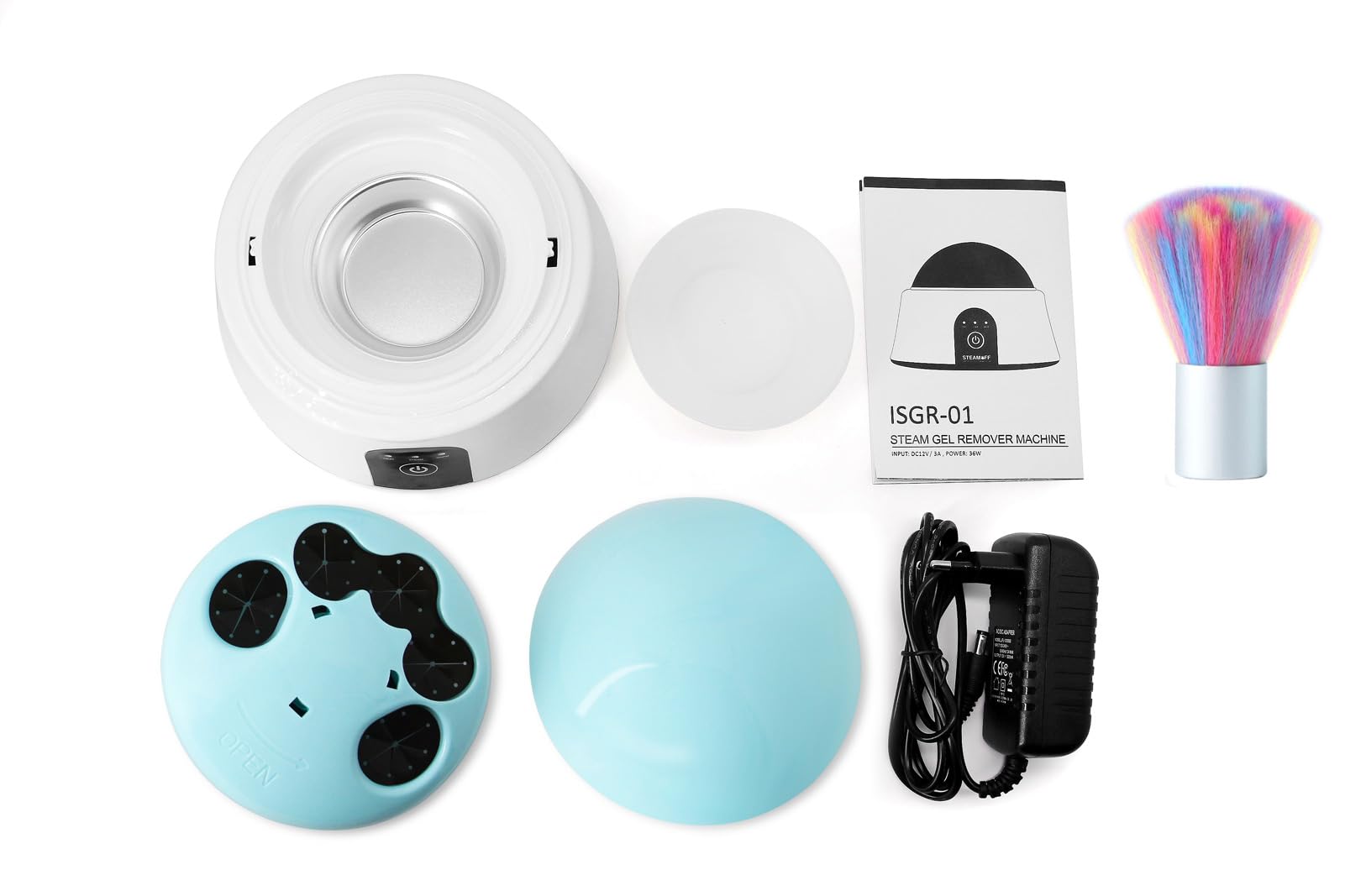 I·B·N G ISGR-01 Blue Electric Nail Soaking Bowl for Gel Remover & Dip Powder – Nail Art Brush Included