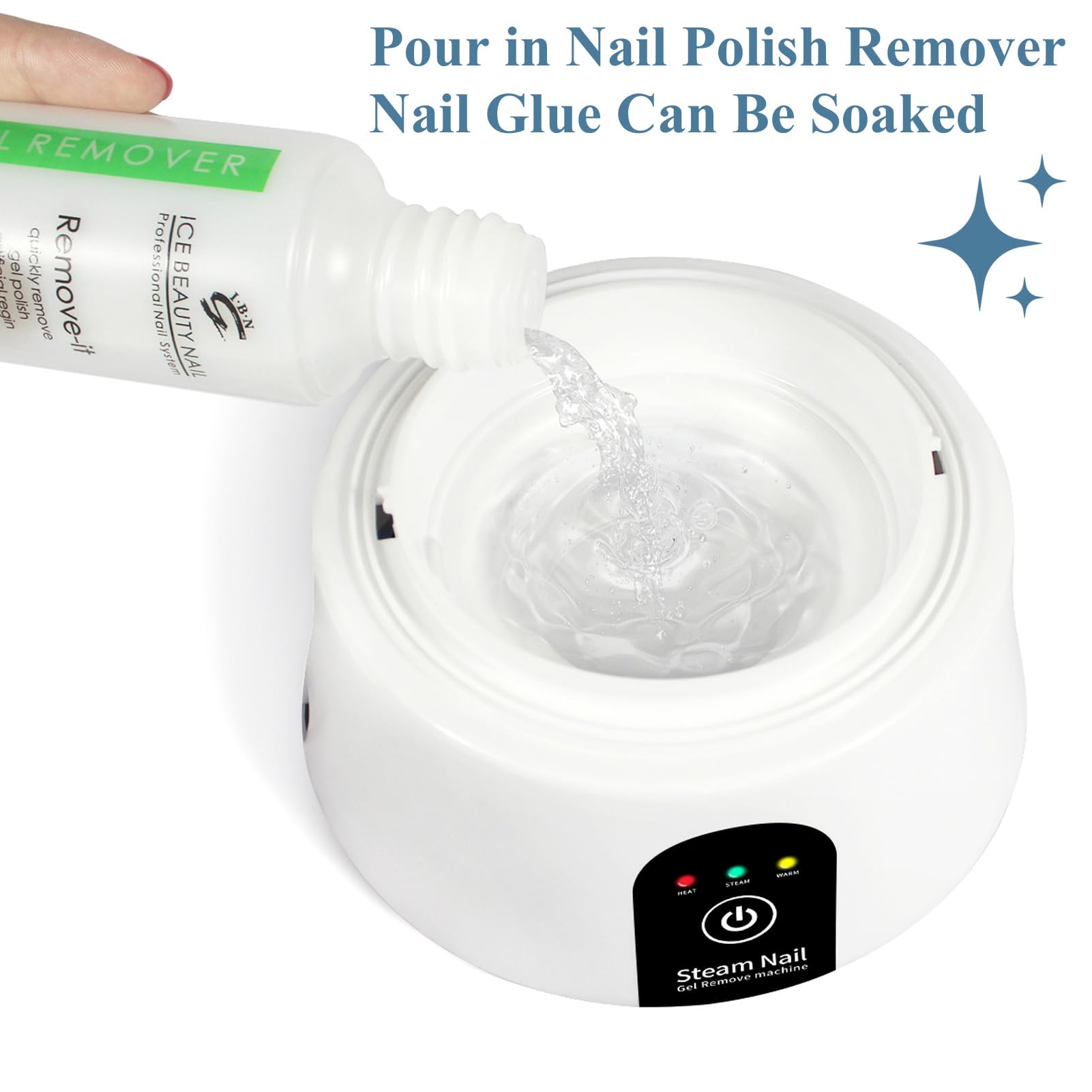 I·B·N G ISGR-01 Blue Electric Nail Soaking Bowl for Gel Remover & Dip Powder – Nail Art Brush Included